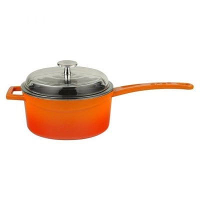 Lava Döküm  Yuvarlak Sos Tenceresi Cam kapaklı, Metal Saplı. Çap(16 cm.