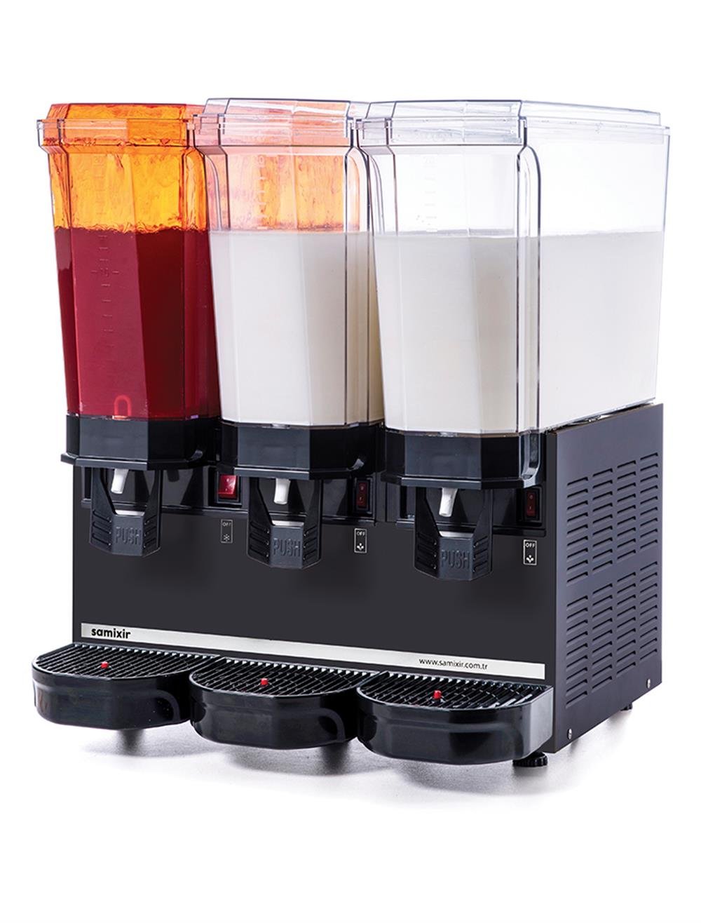Samixir Klasik Soğuk İçecek Dispenseri 20 ve 20+20+20 L Fıskiyeli Karıştırıcılı Karıştırıcılı Siyah