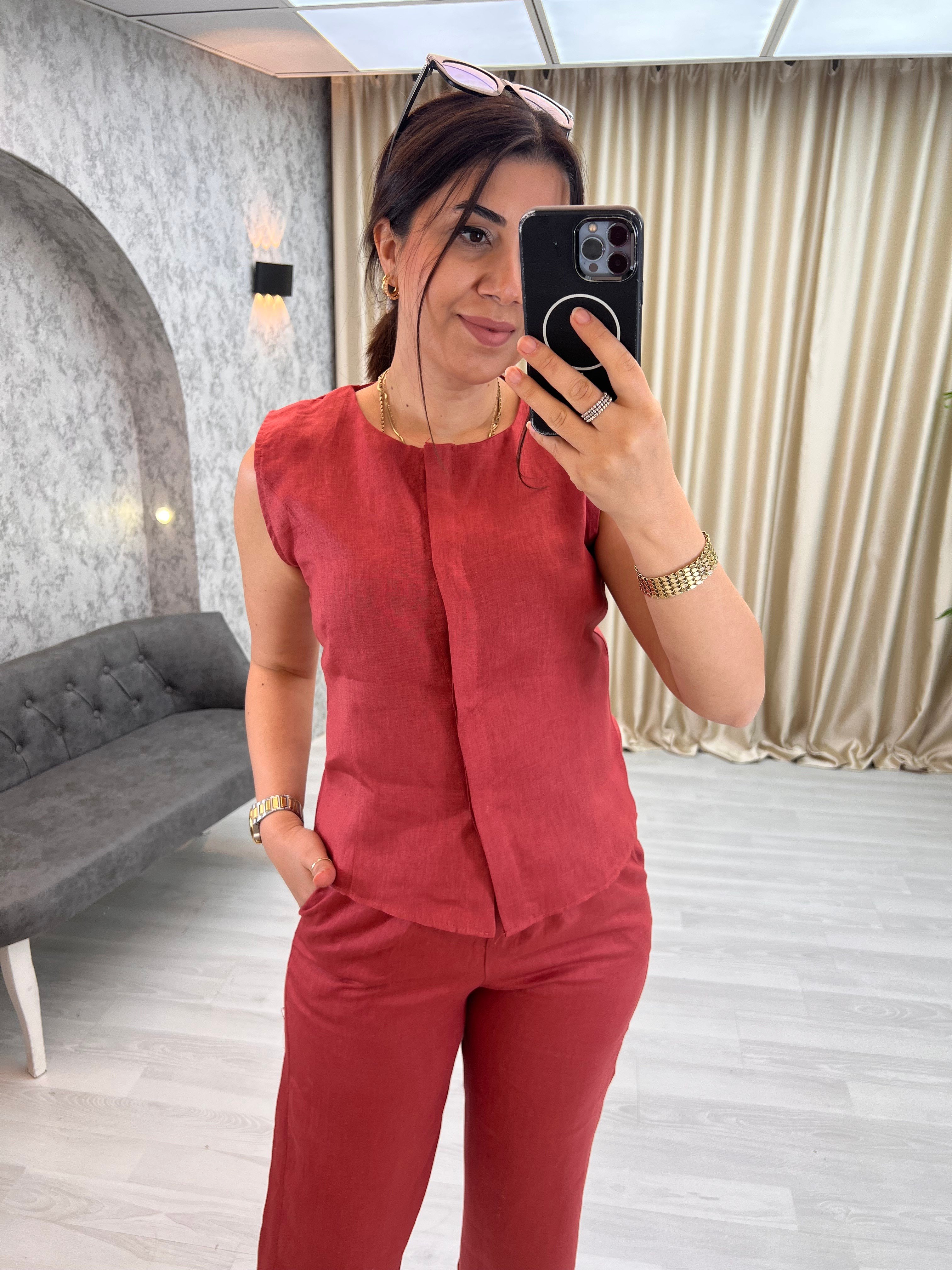 %100 Keten Kolsuz Takım Kiremit
