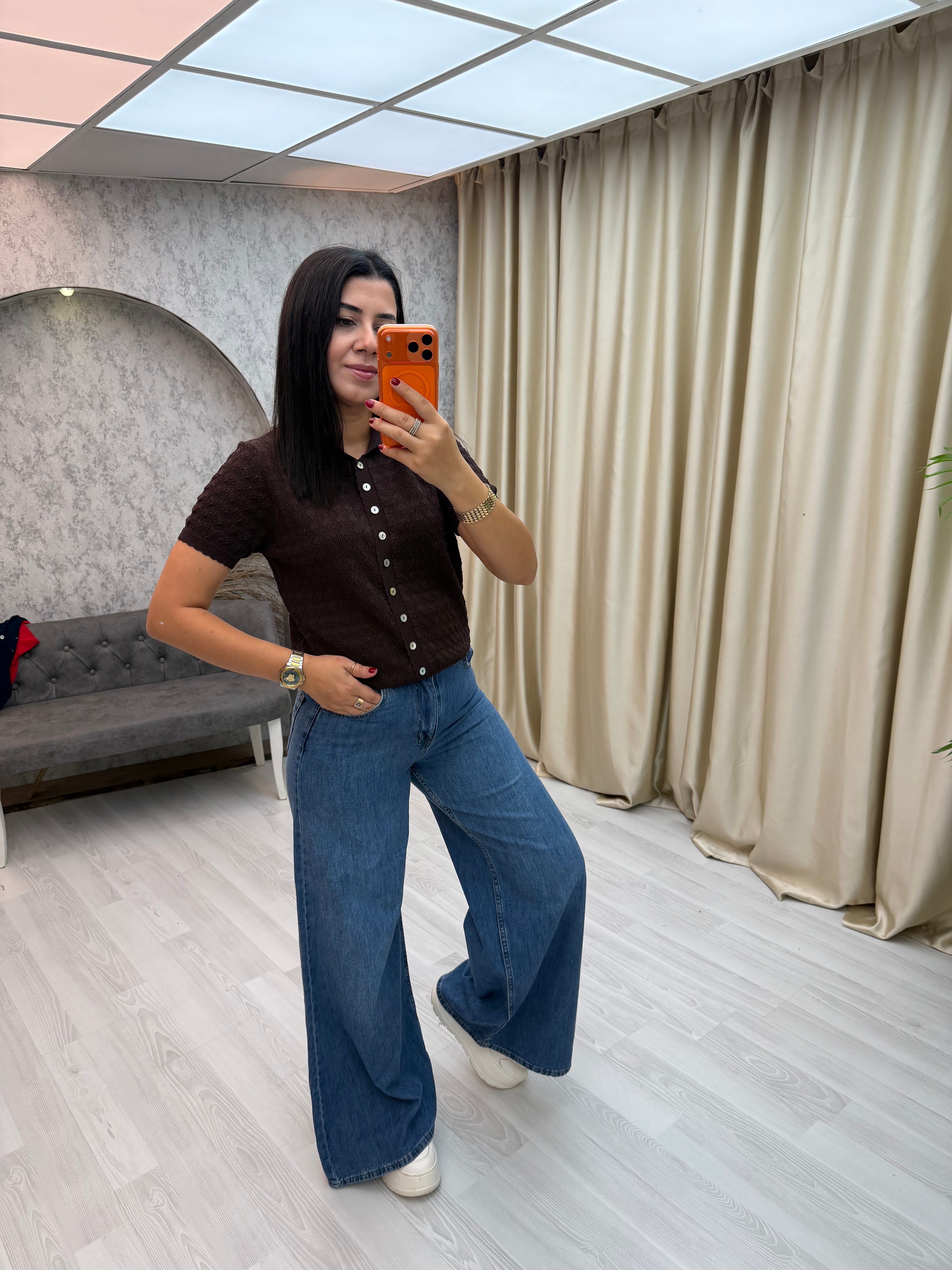 Ajurlu Mini Hırka Kahverengi
