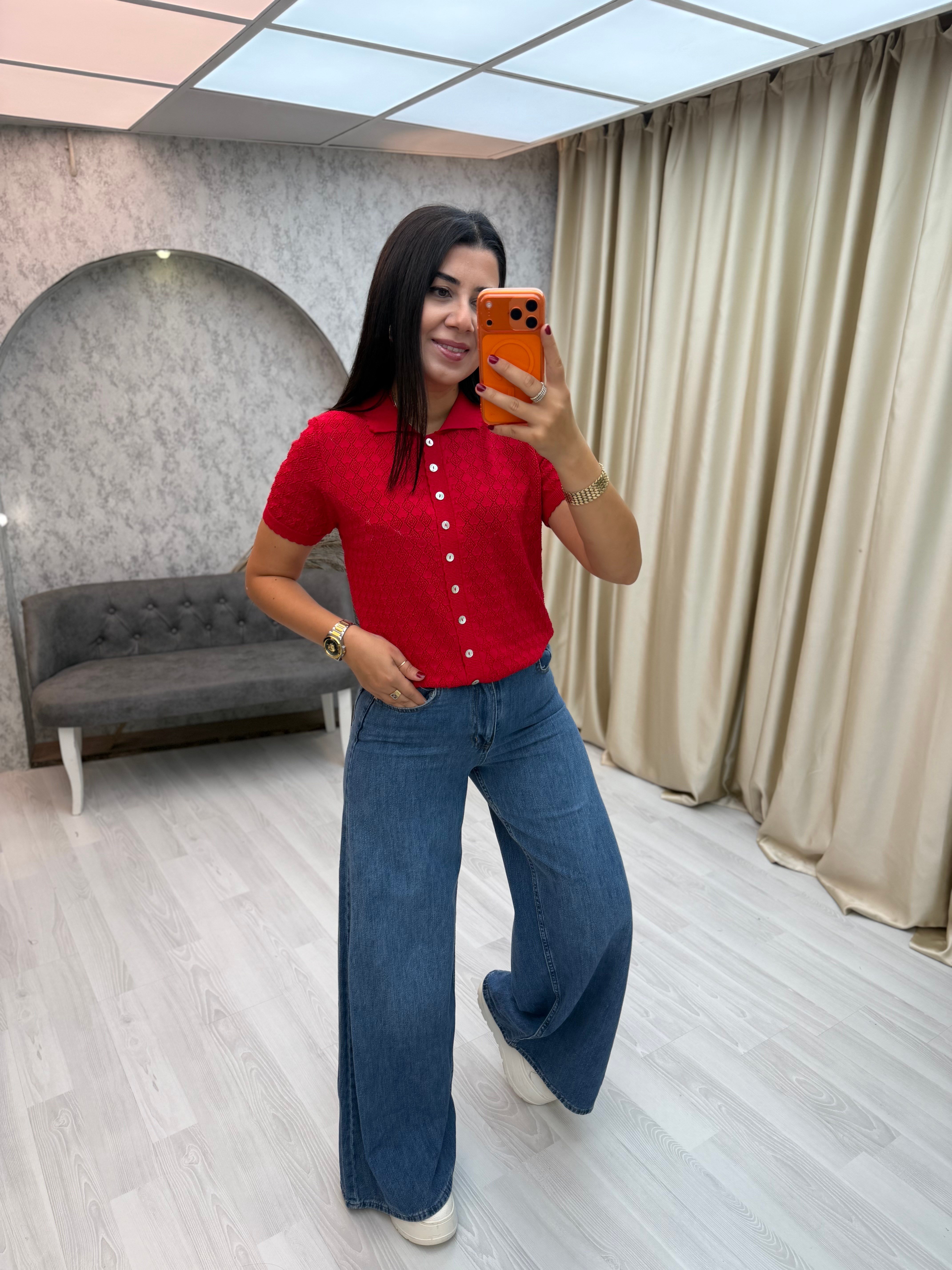 Ajurlu Mini Hırka Kırmızı