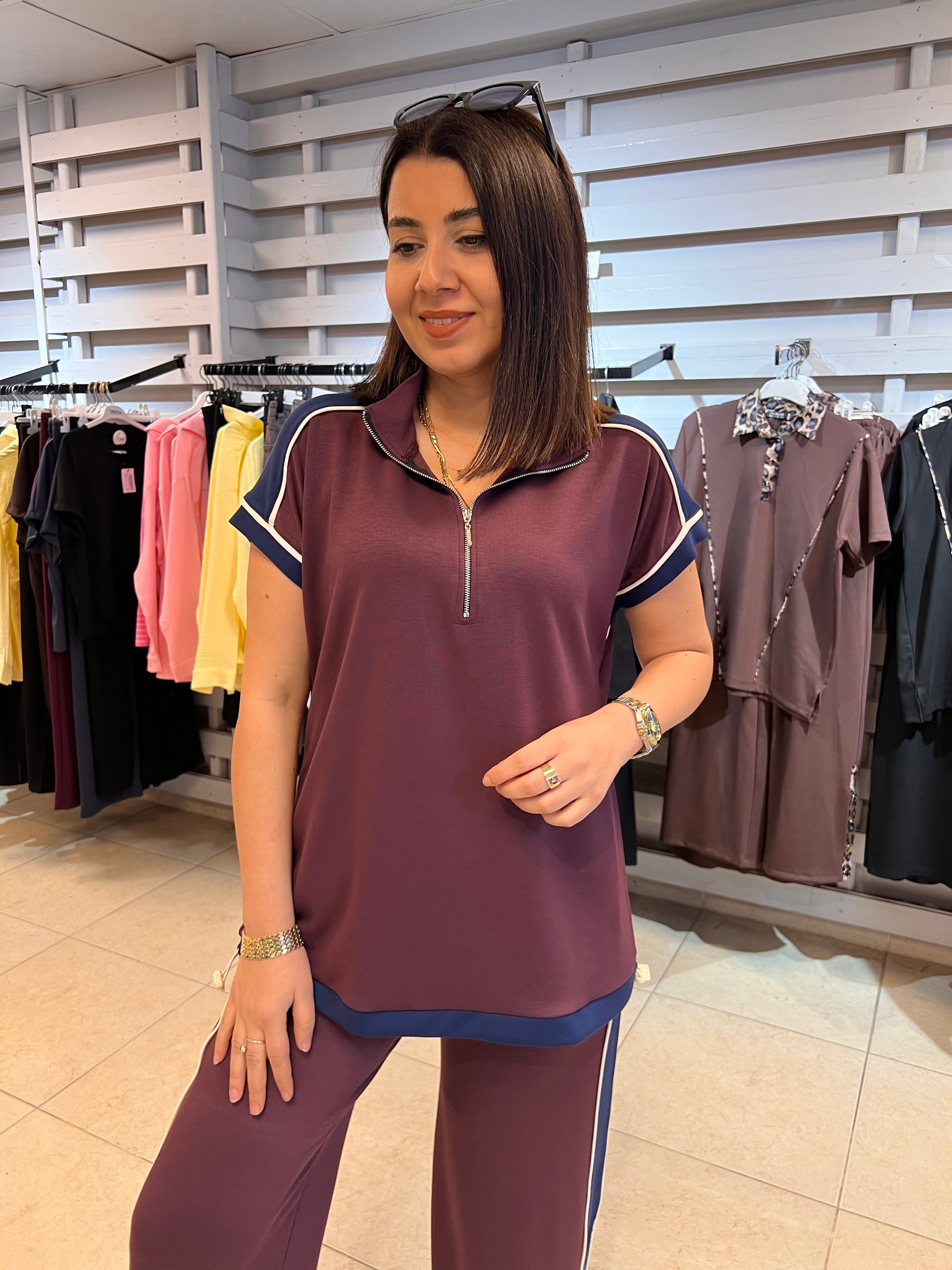 Arabiyeli Garnili Modal Takım Mürdüm