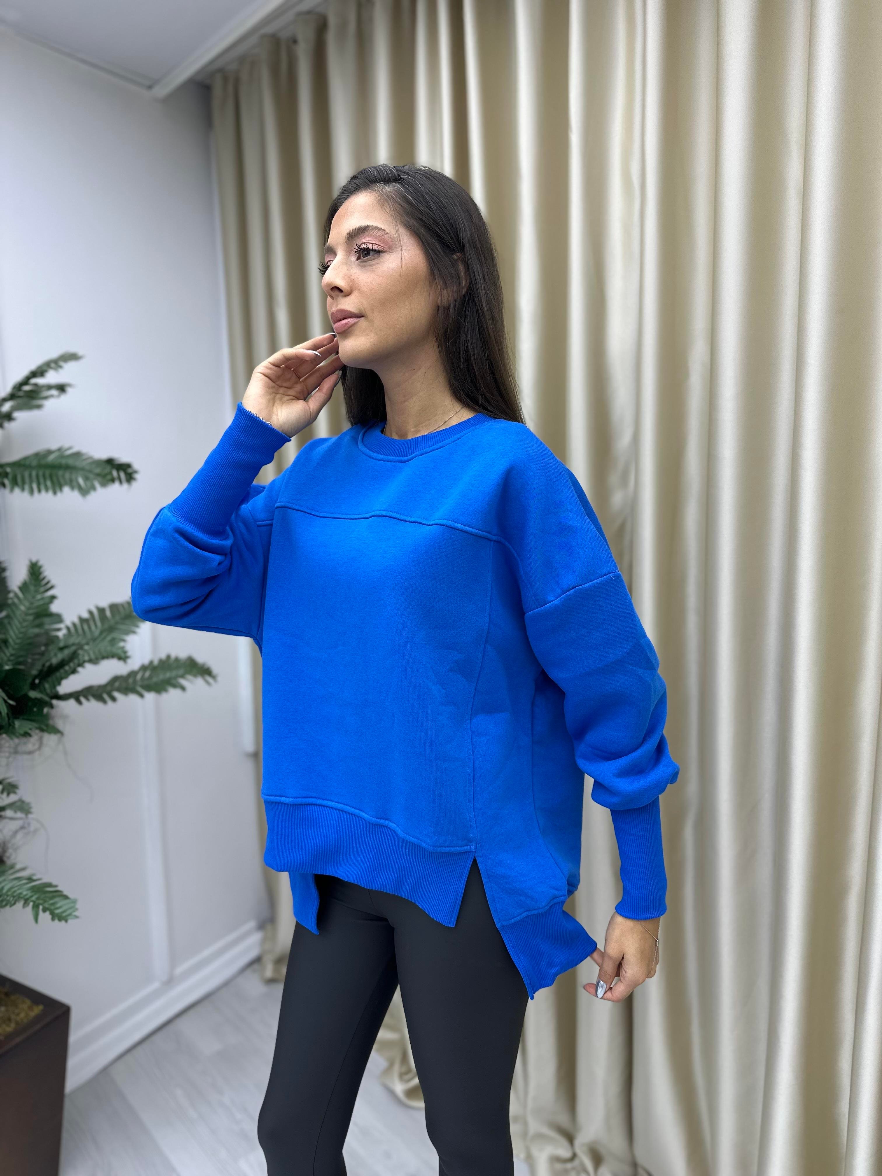 Asimetrik Kesim Şardonlu Sweat Saks