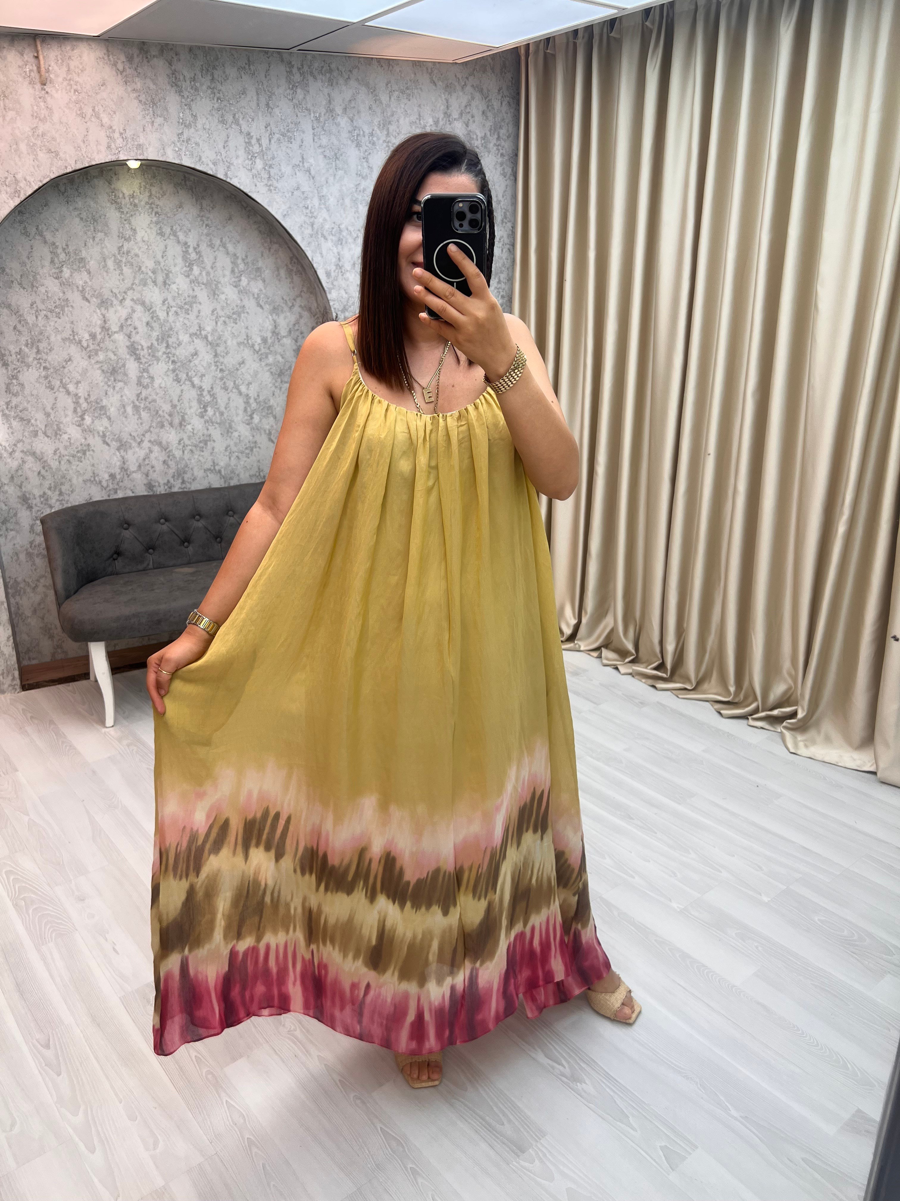 Askılı Desenli Elbise