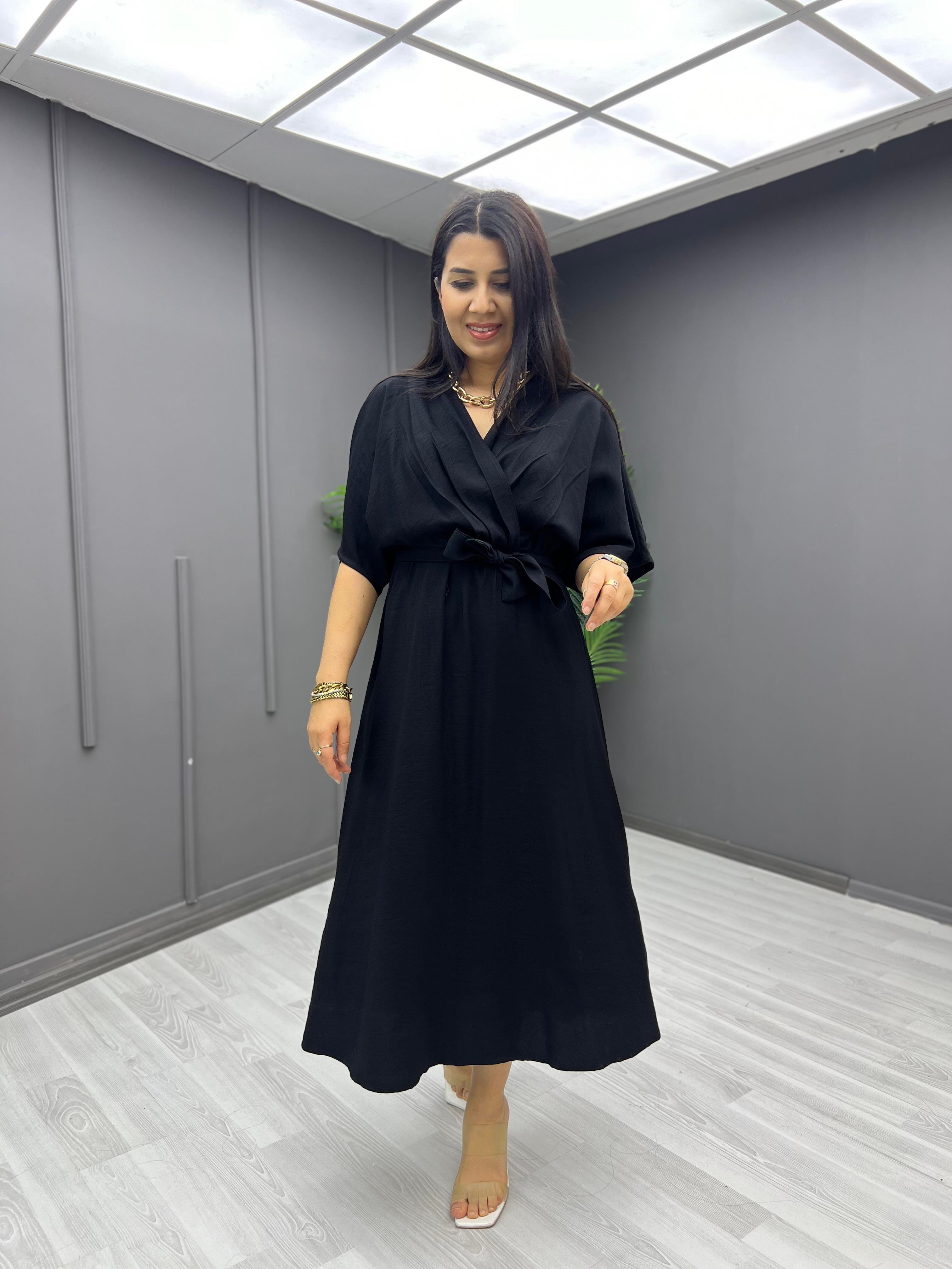 Bağlamalı Tensel Elbise Siyah
