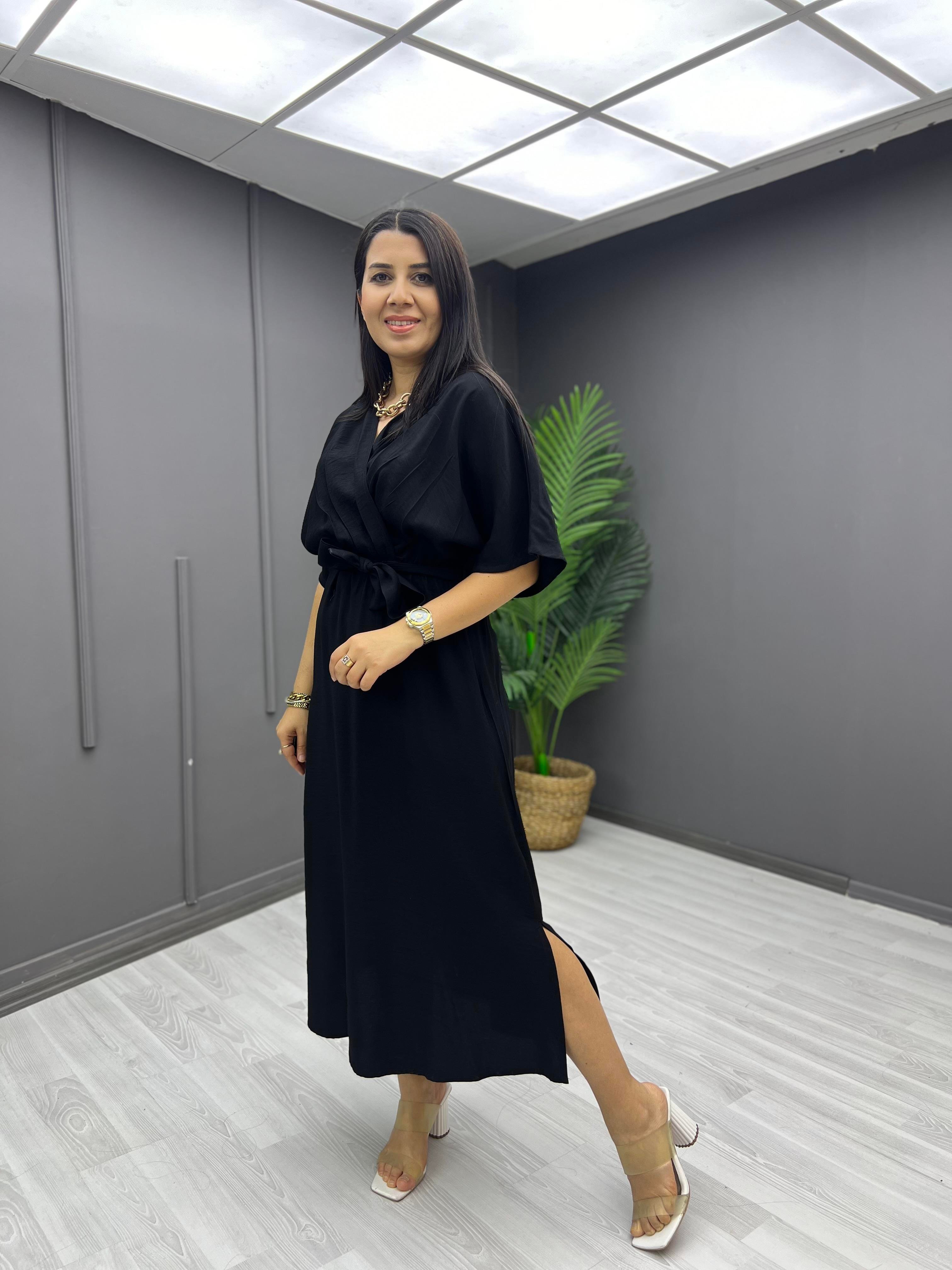 Bağlamalı Tensel Elbise Siyah