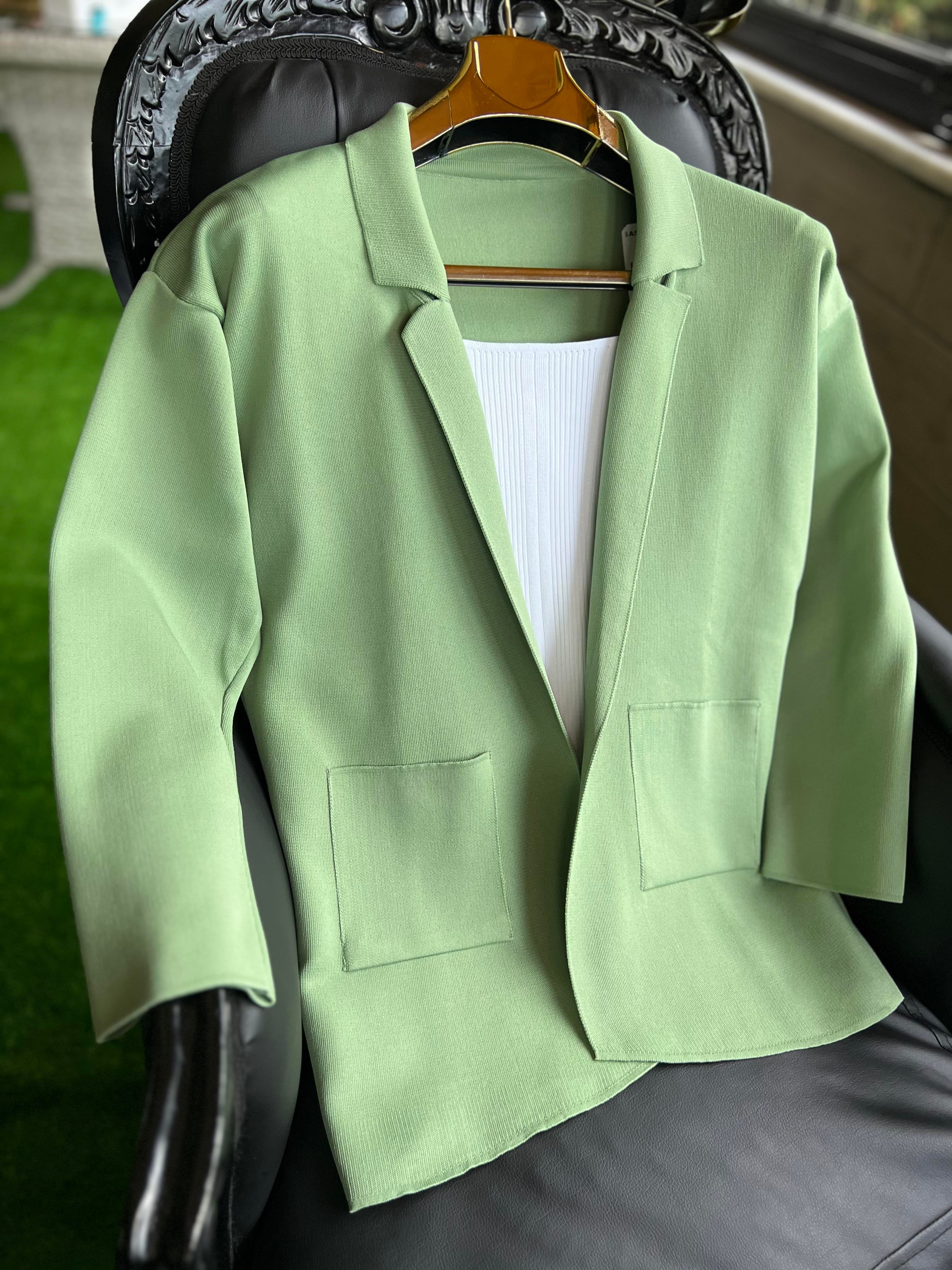 Çelik Örme Blaze Ceket Mint Yeşili