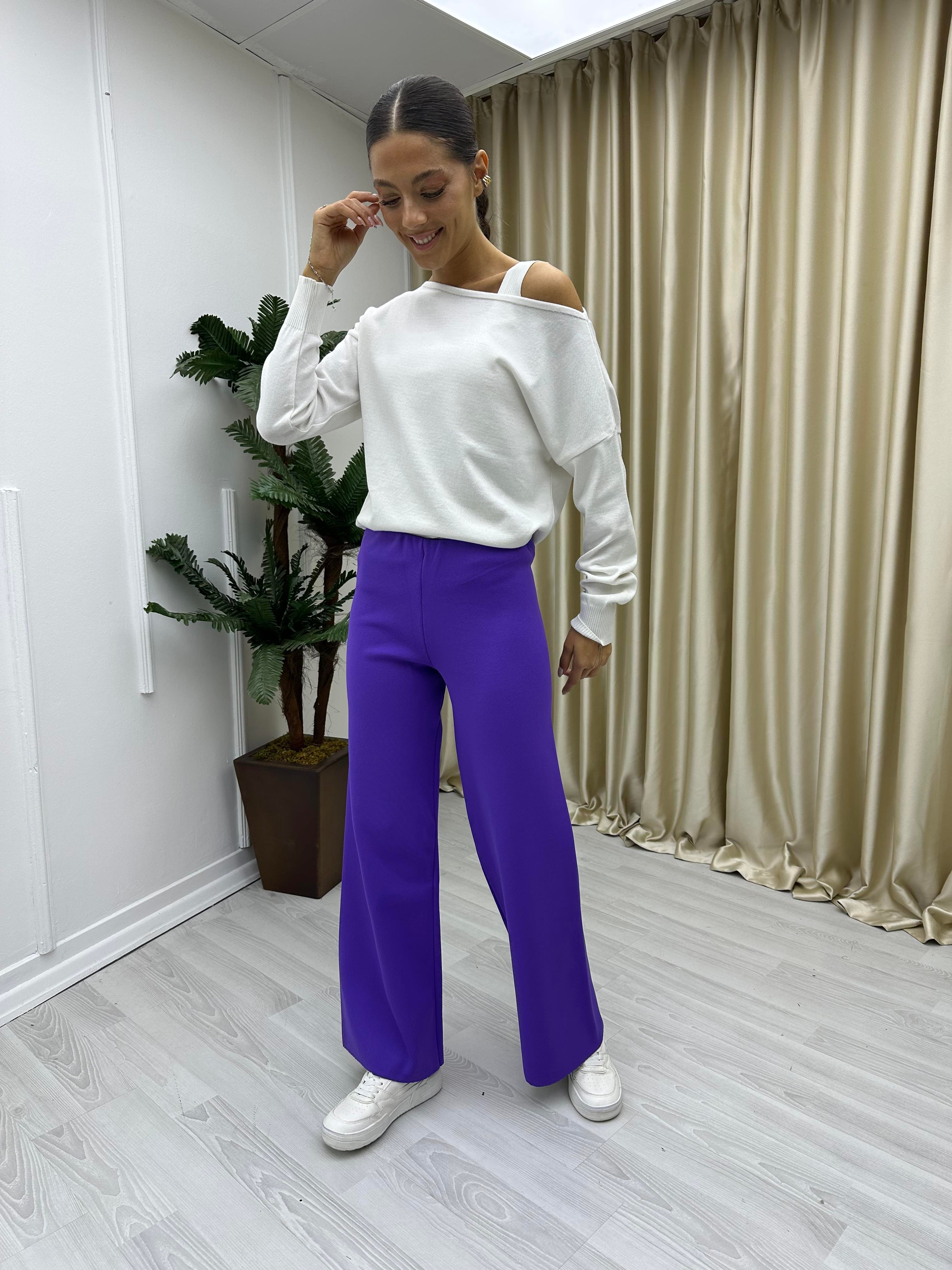 Çelik Triko Pantolon Mor