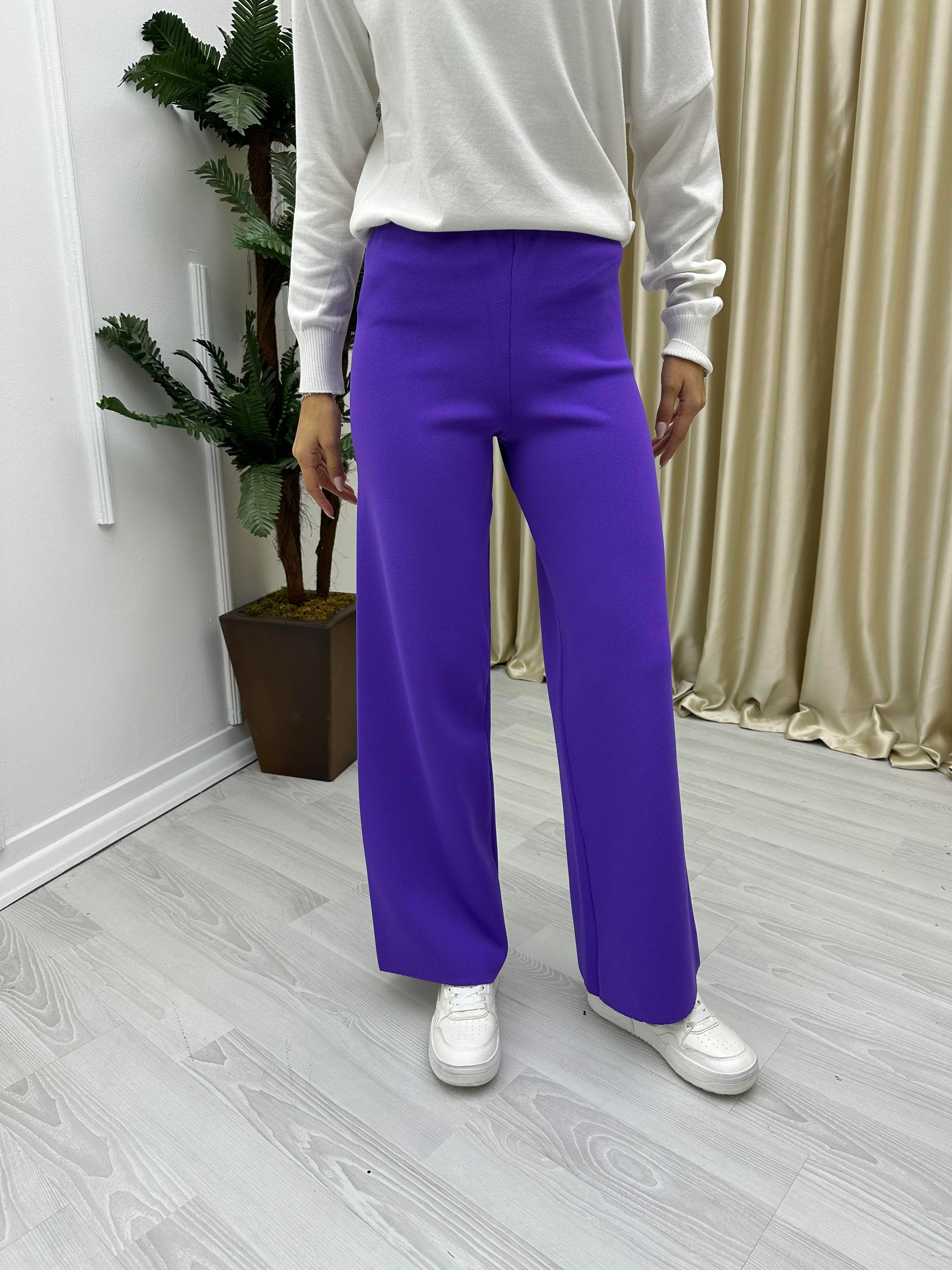 Çelik Triko Pantolon Mor