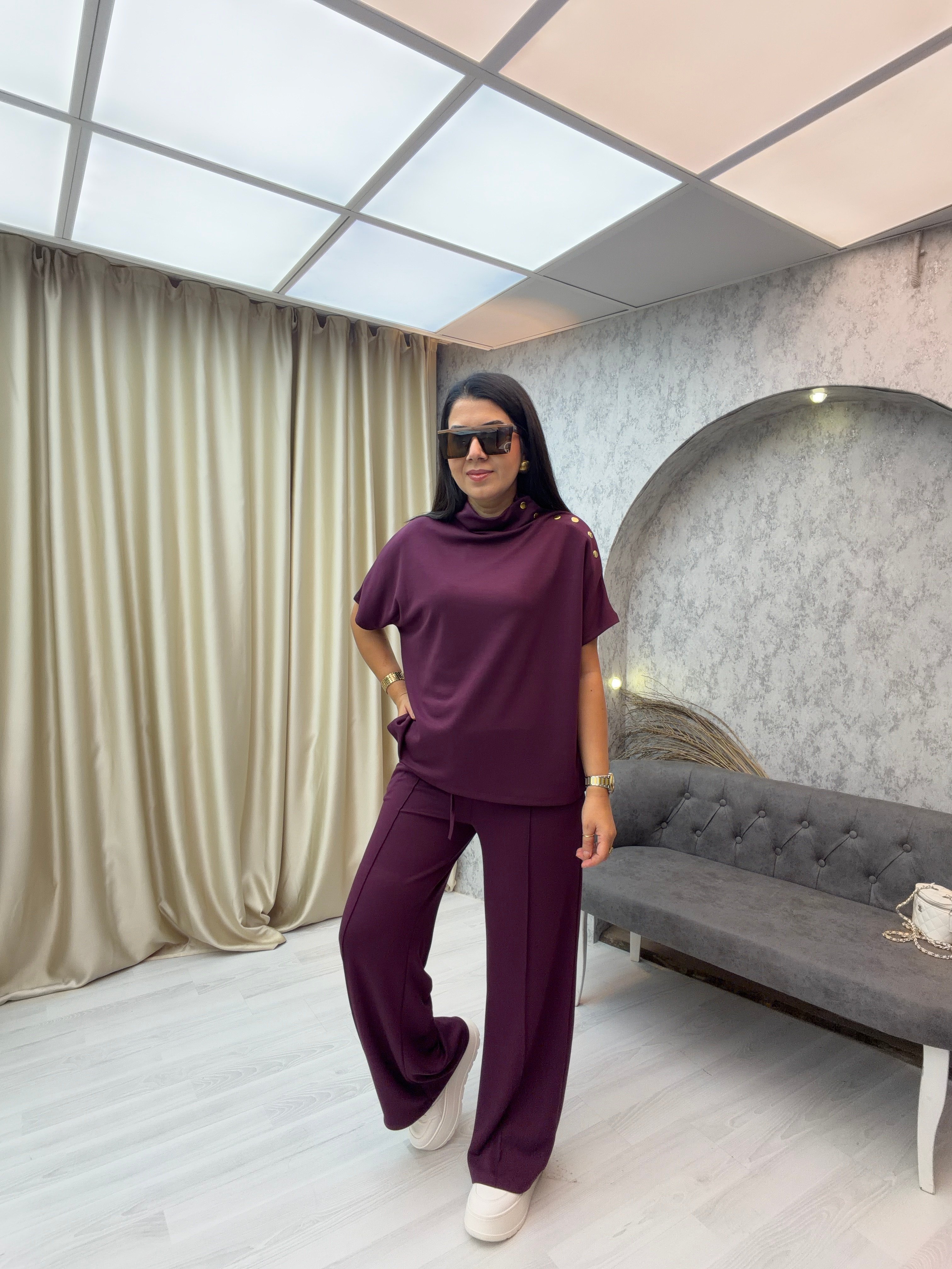 Çıtçıtlı Modal Takım Mürdüm