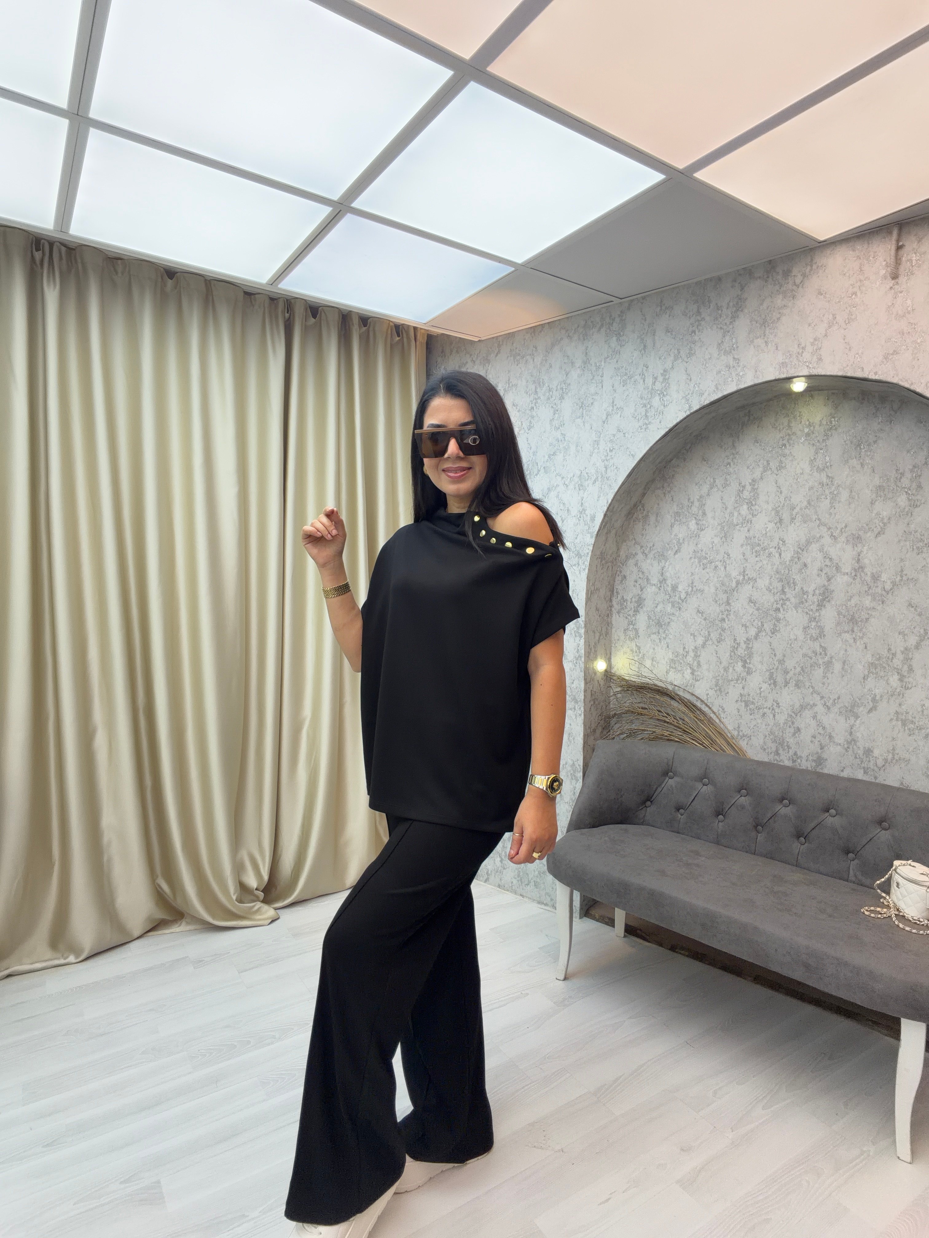 Çıtçıtlı Modal Takım Siyah