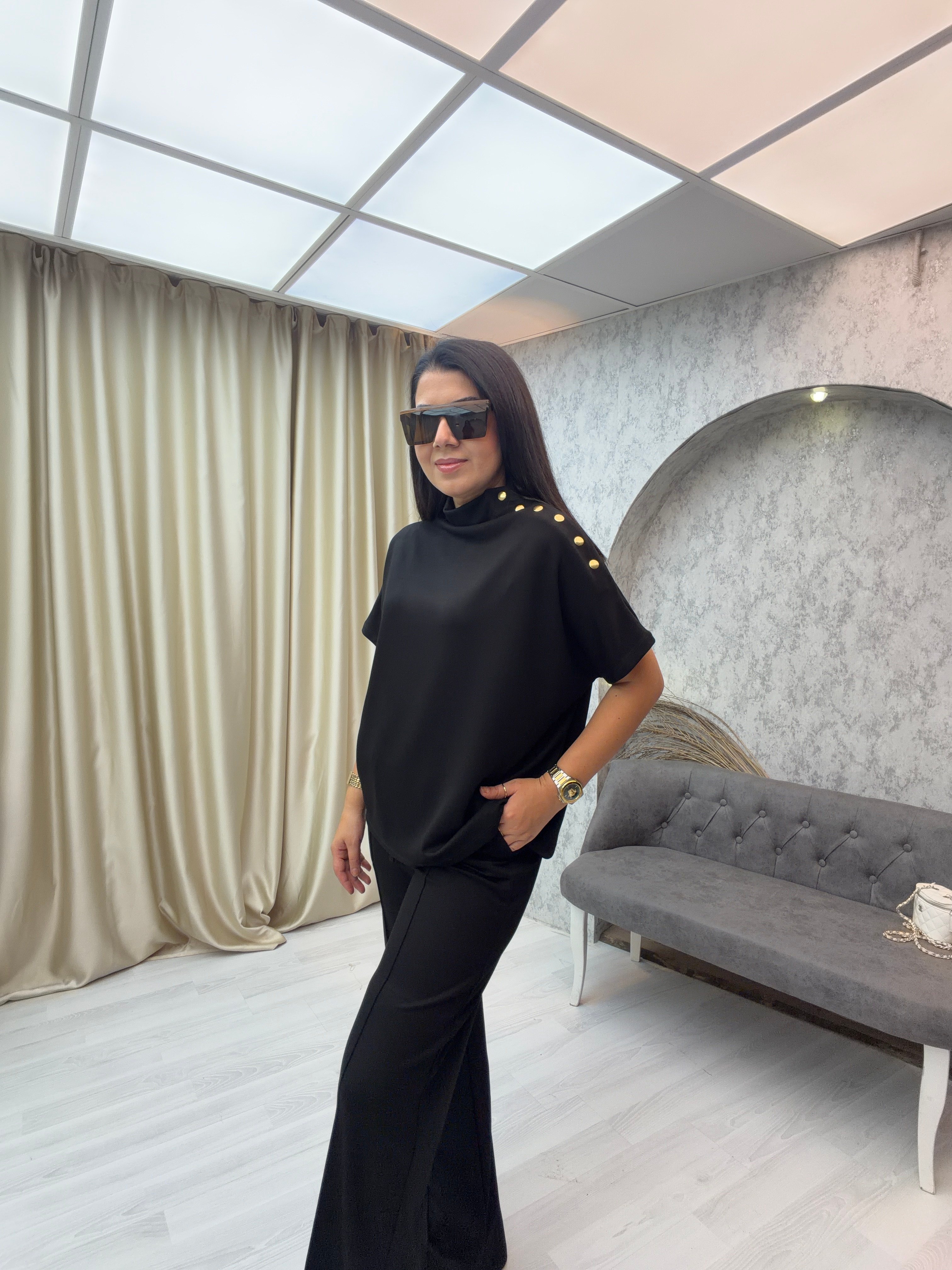 Çıtçıtlı Modal Takım Siyah