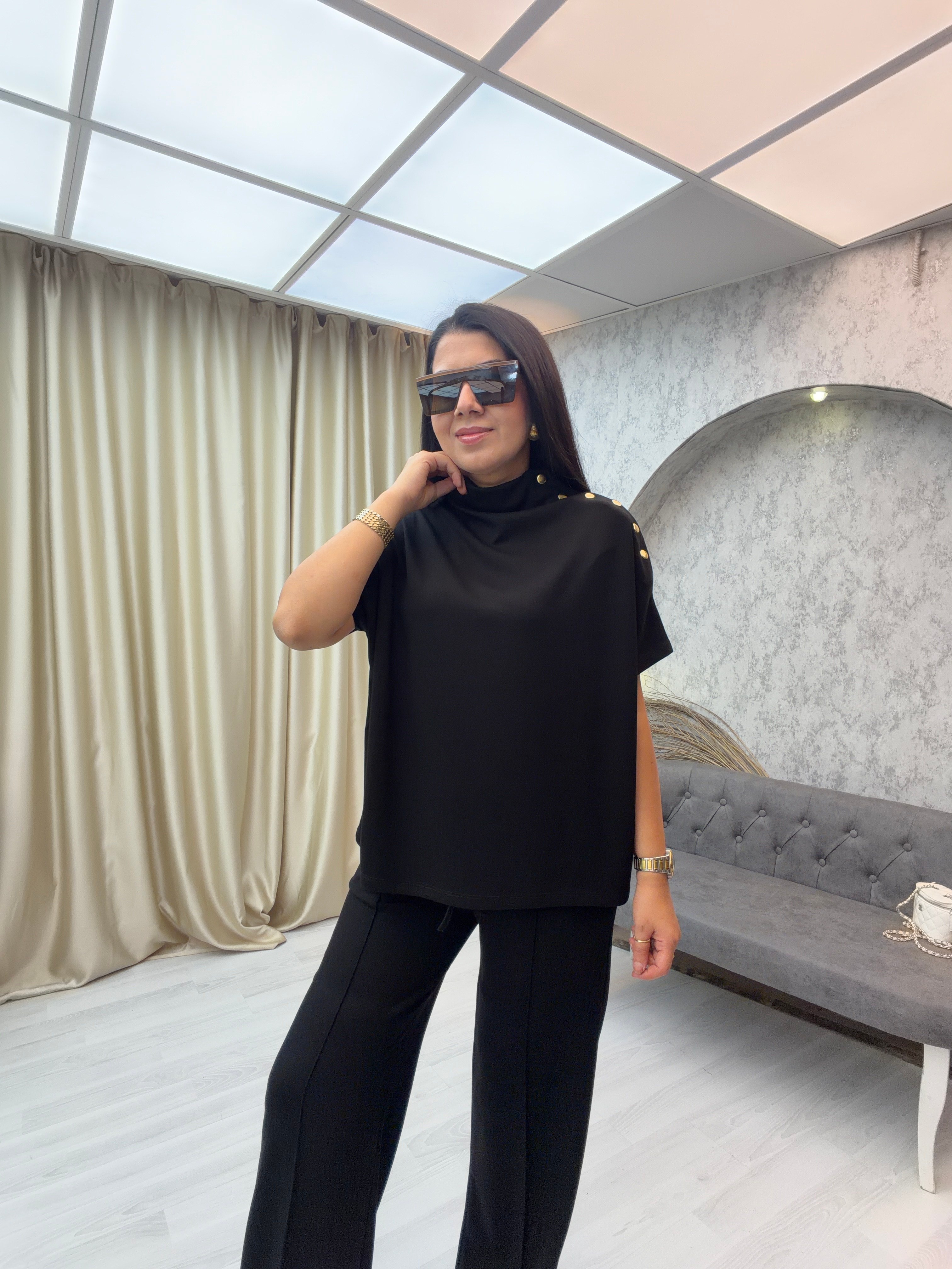 Çıtçıtlı Modal Takım Siyah
