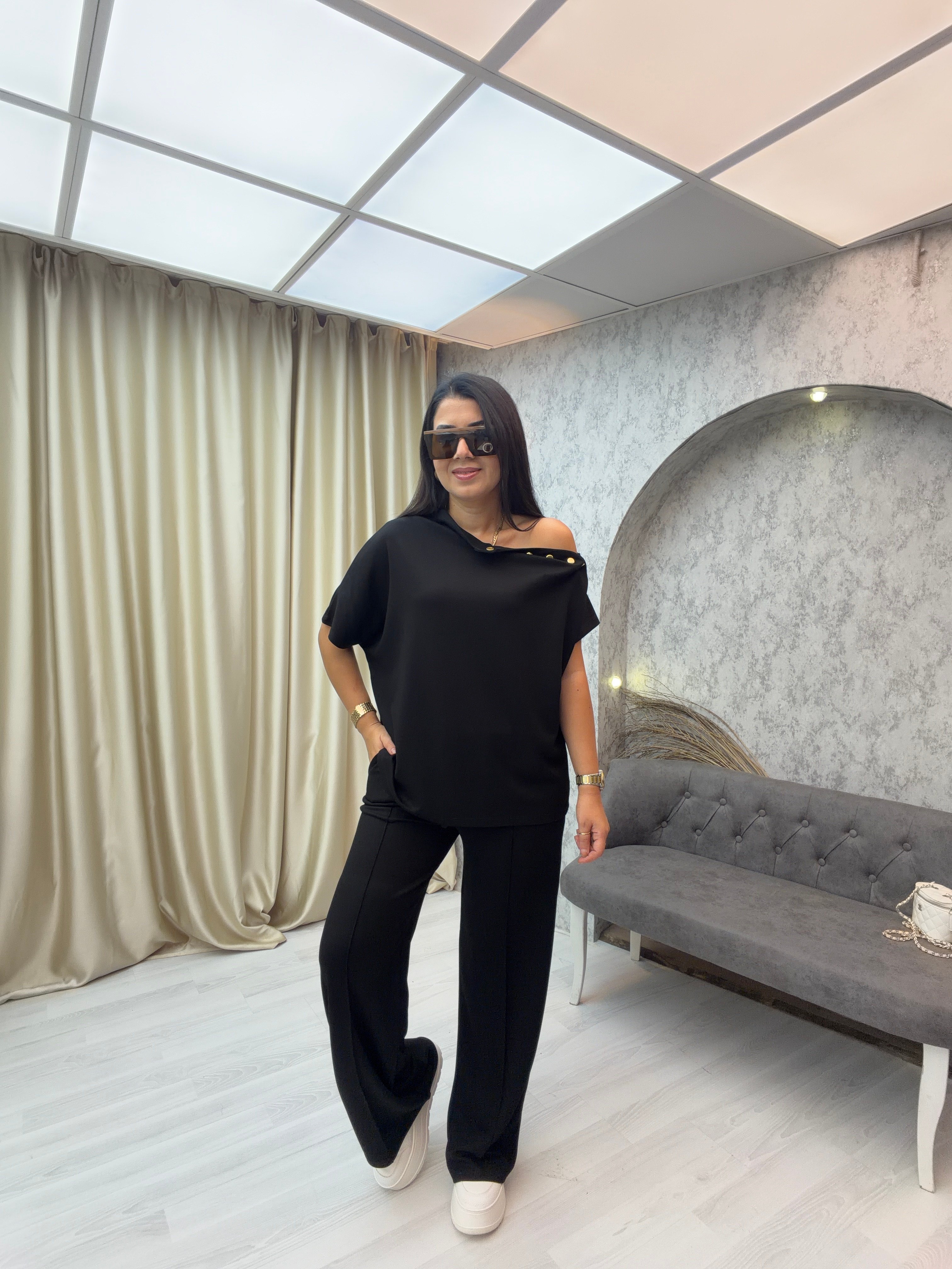 Çıtçıtlı Modal Takım Siyah