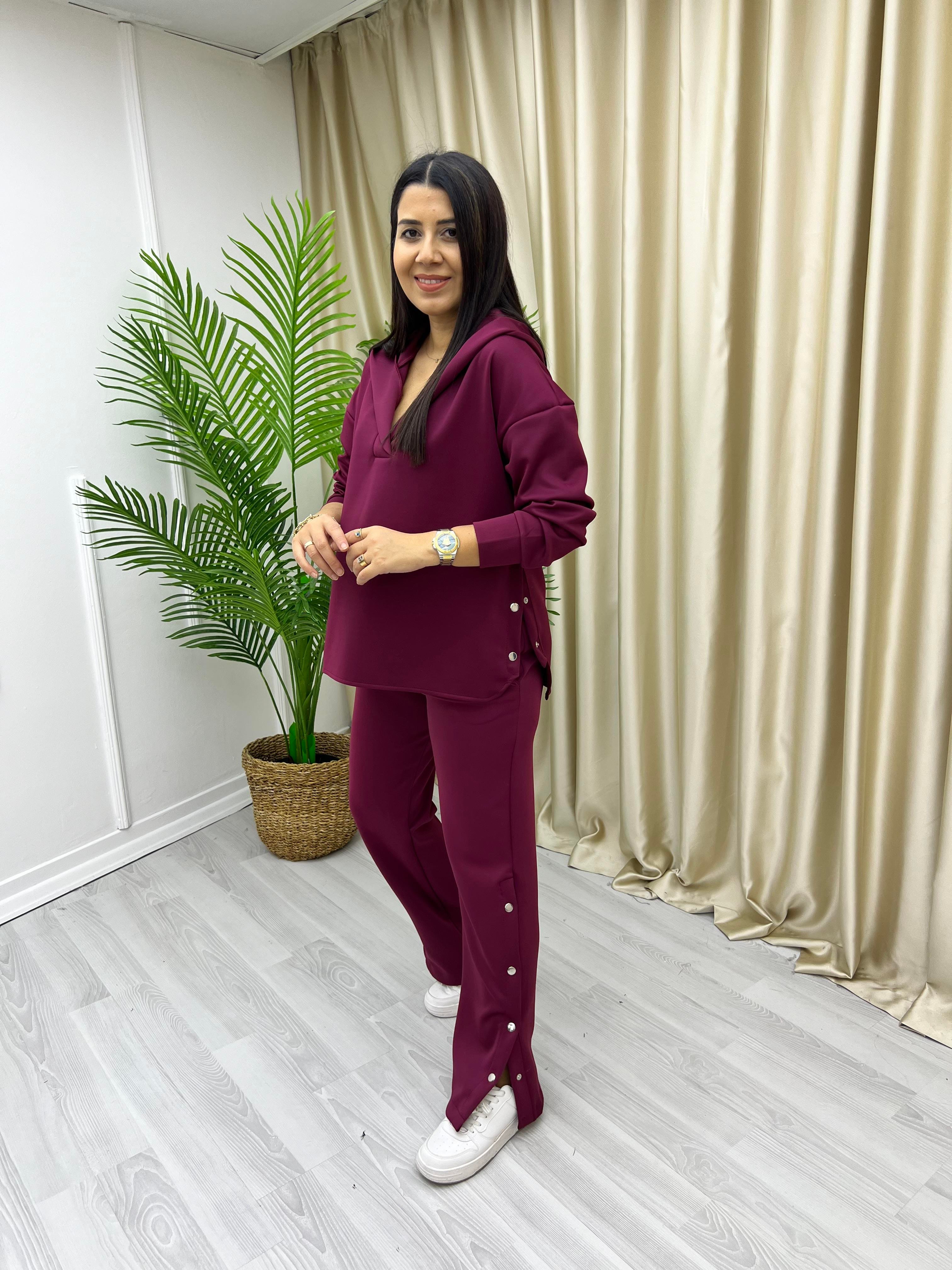 Çıtçıtlı Scuba Eşofman Takım Bordo
