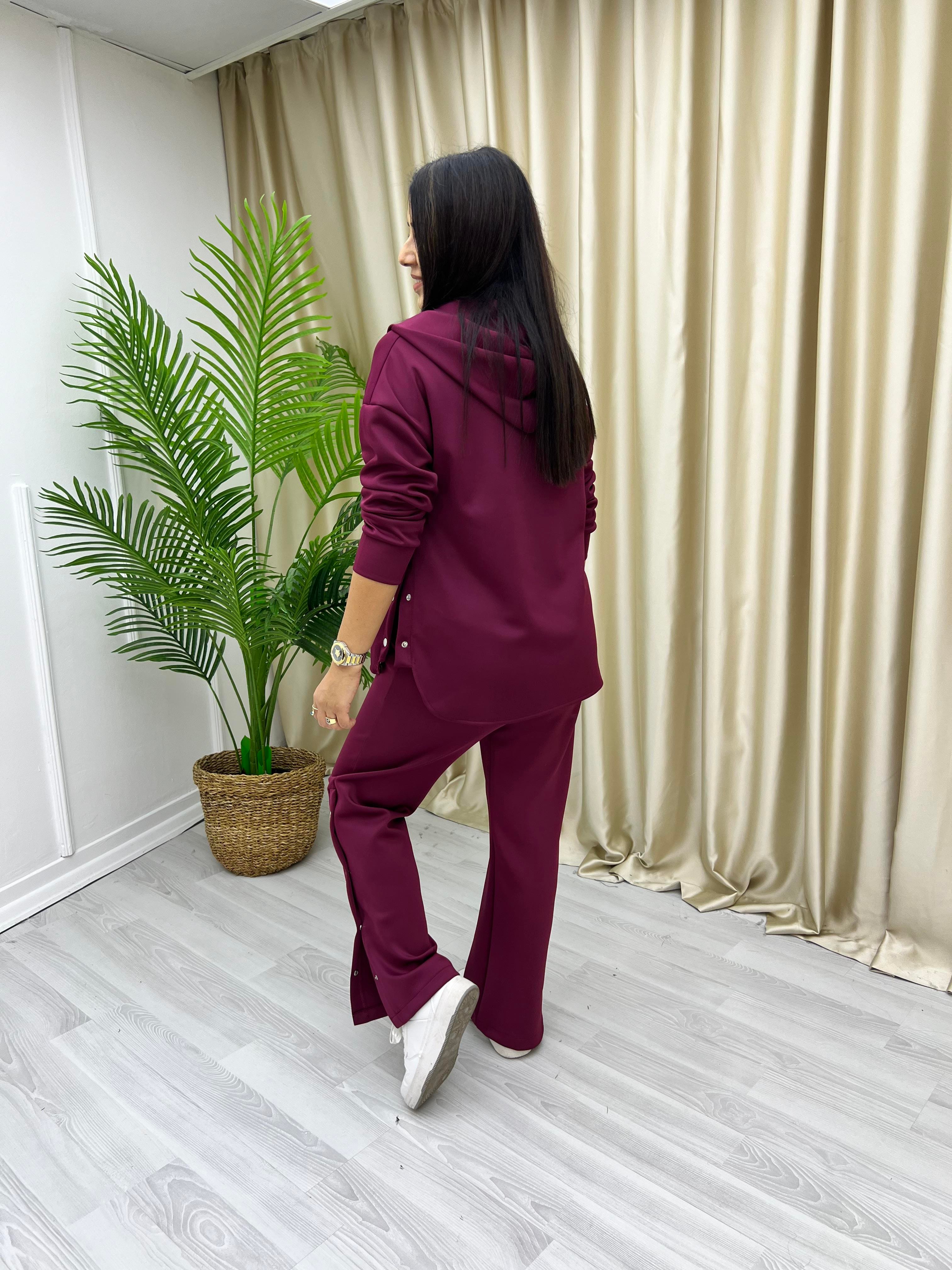 Çıtçıtlı Scuba Eşofman Takım Bordo