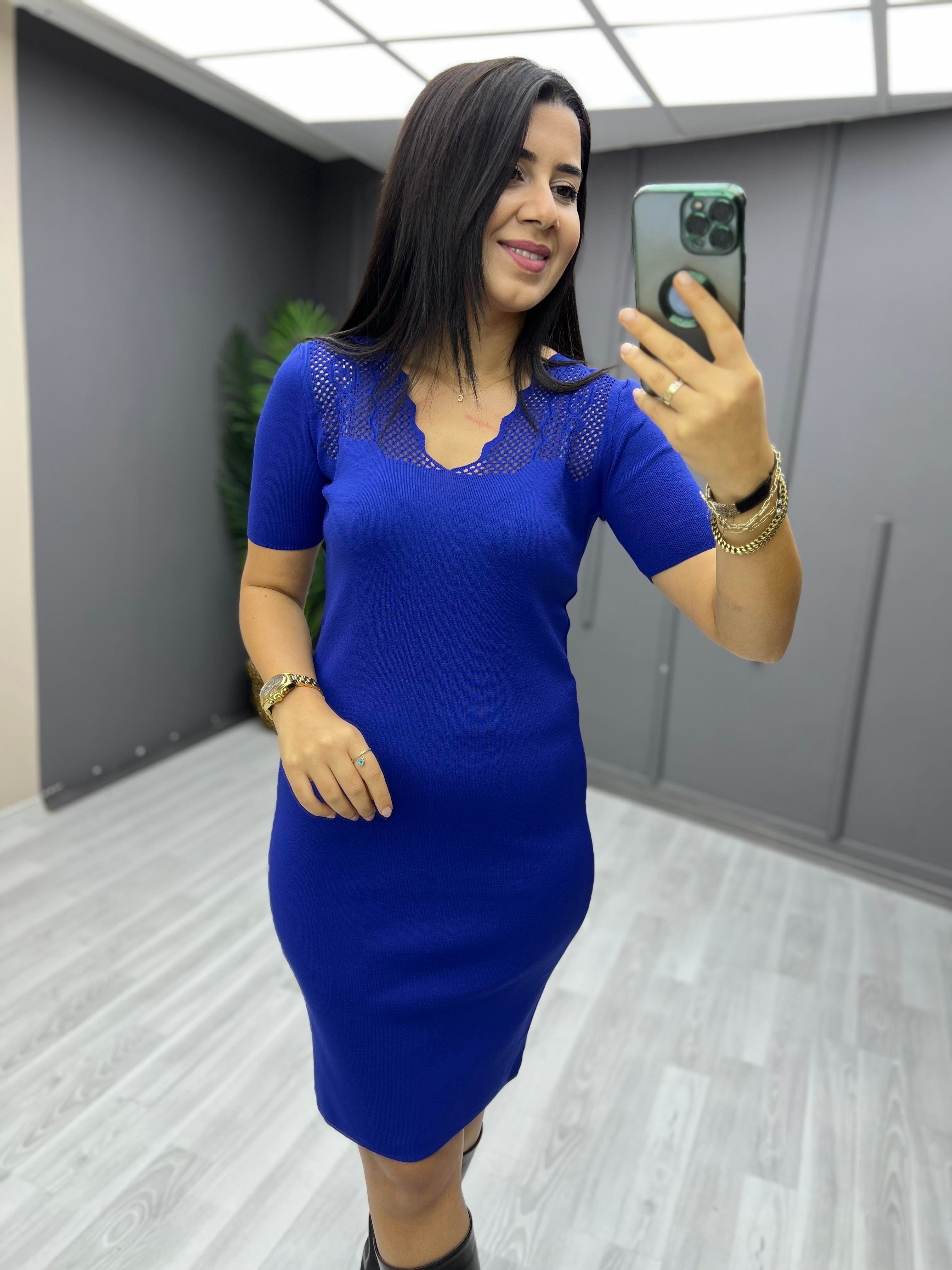 Dantelli Triko Elbise Saks