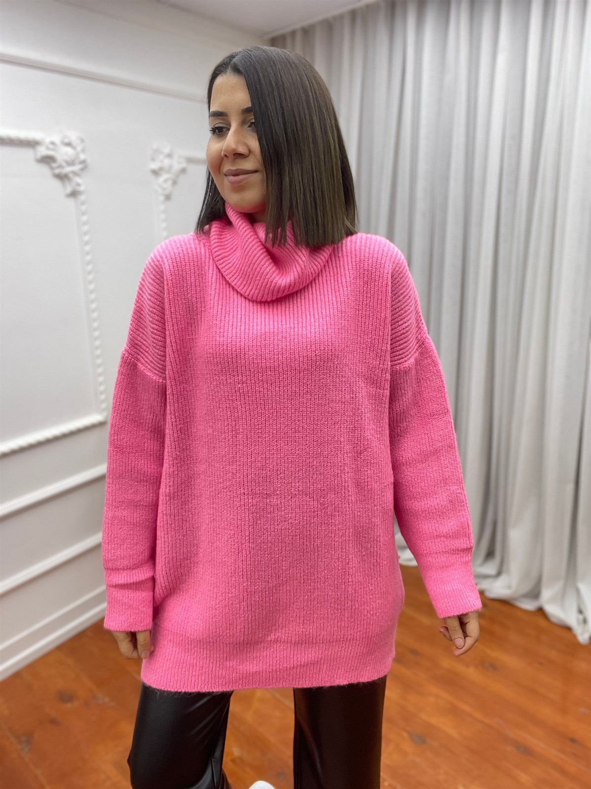 Degaje Yaka Yumoş Kazak Pembe