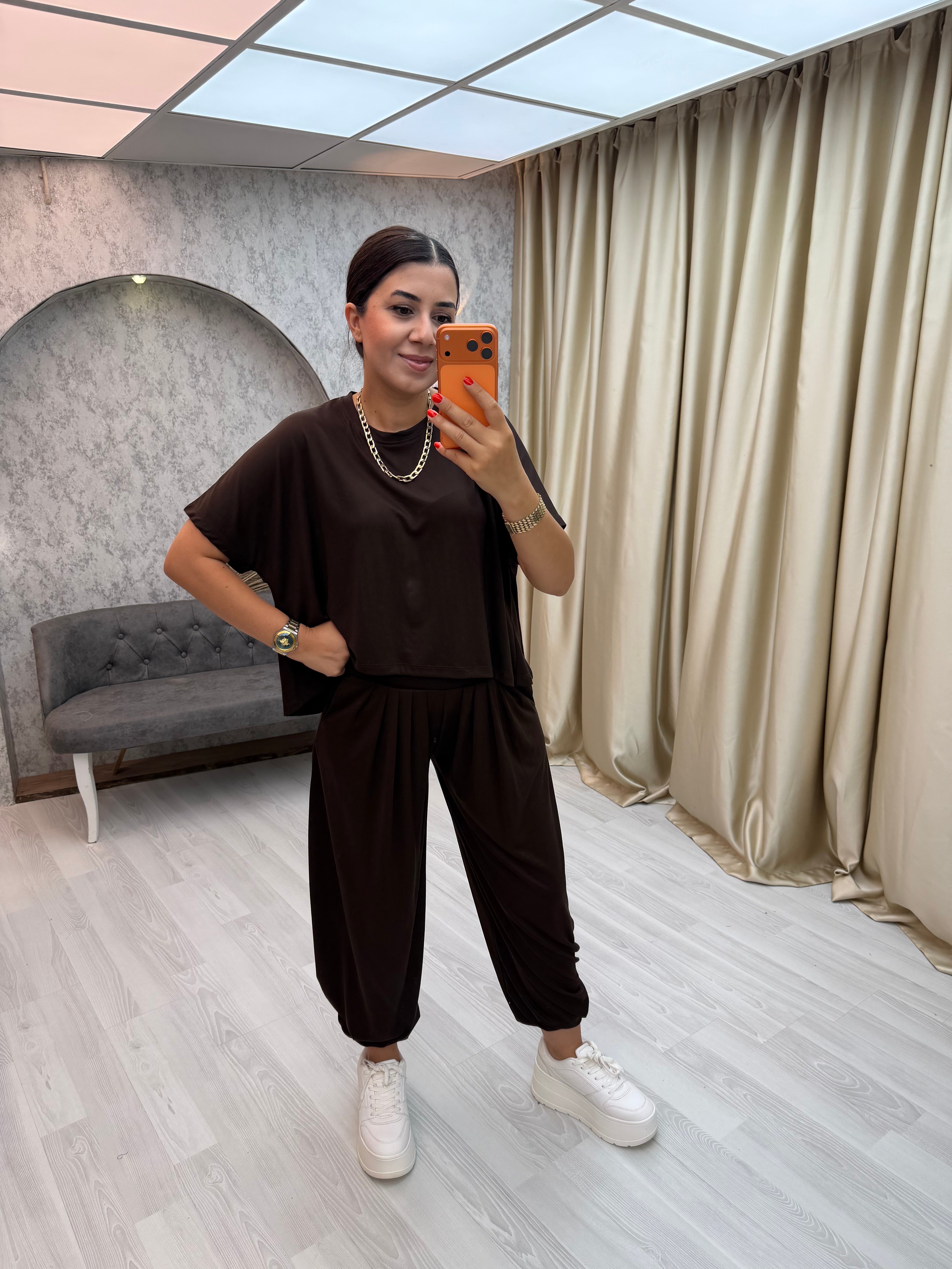 Döküm Şalvar Pantolon Takım Kahverengi
