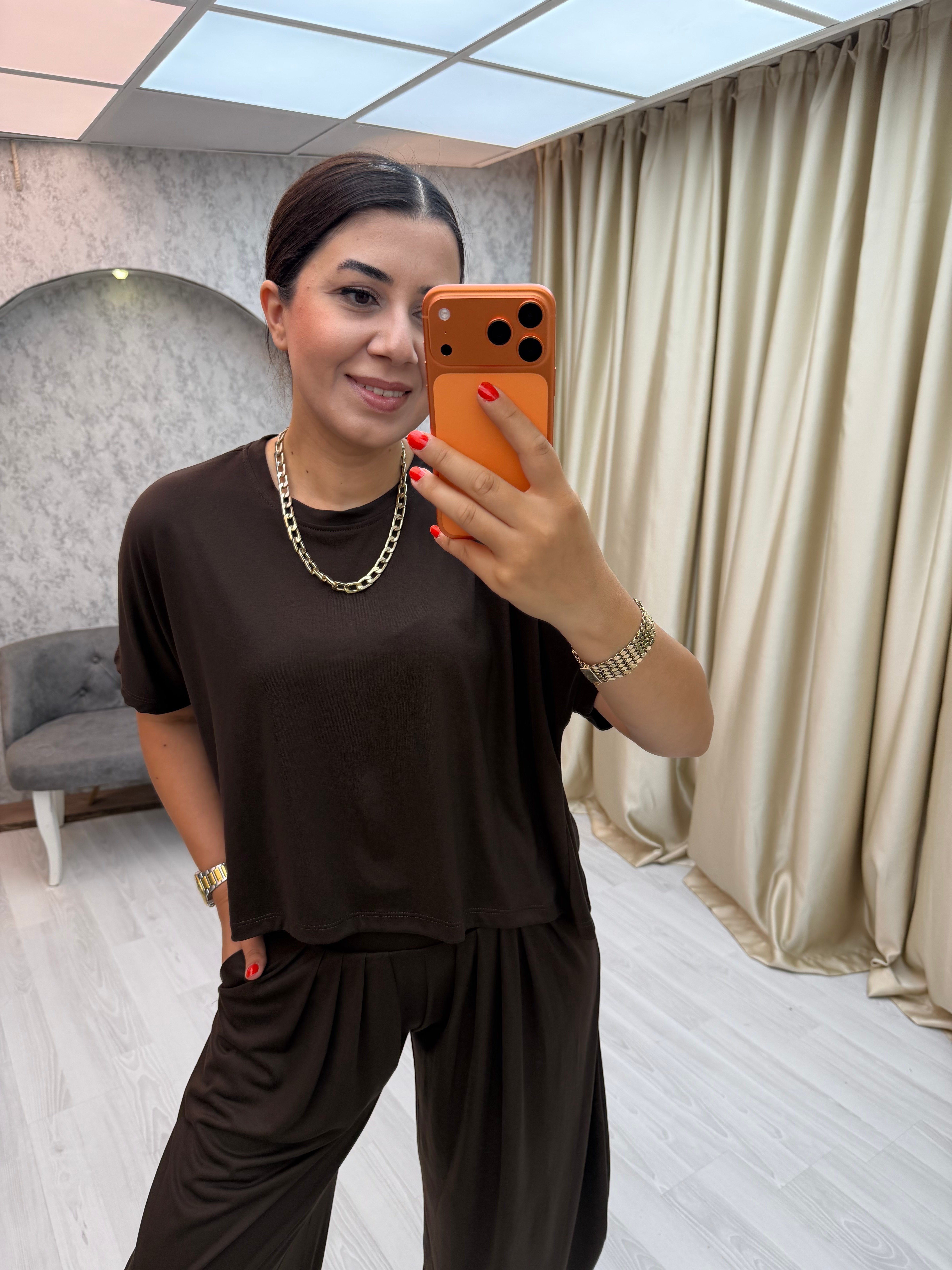 Döküm Şalvar Pantolon Takım Kahverengi