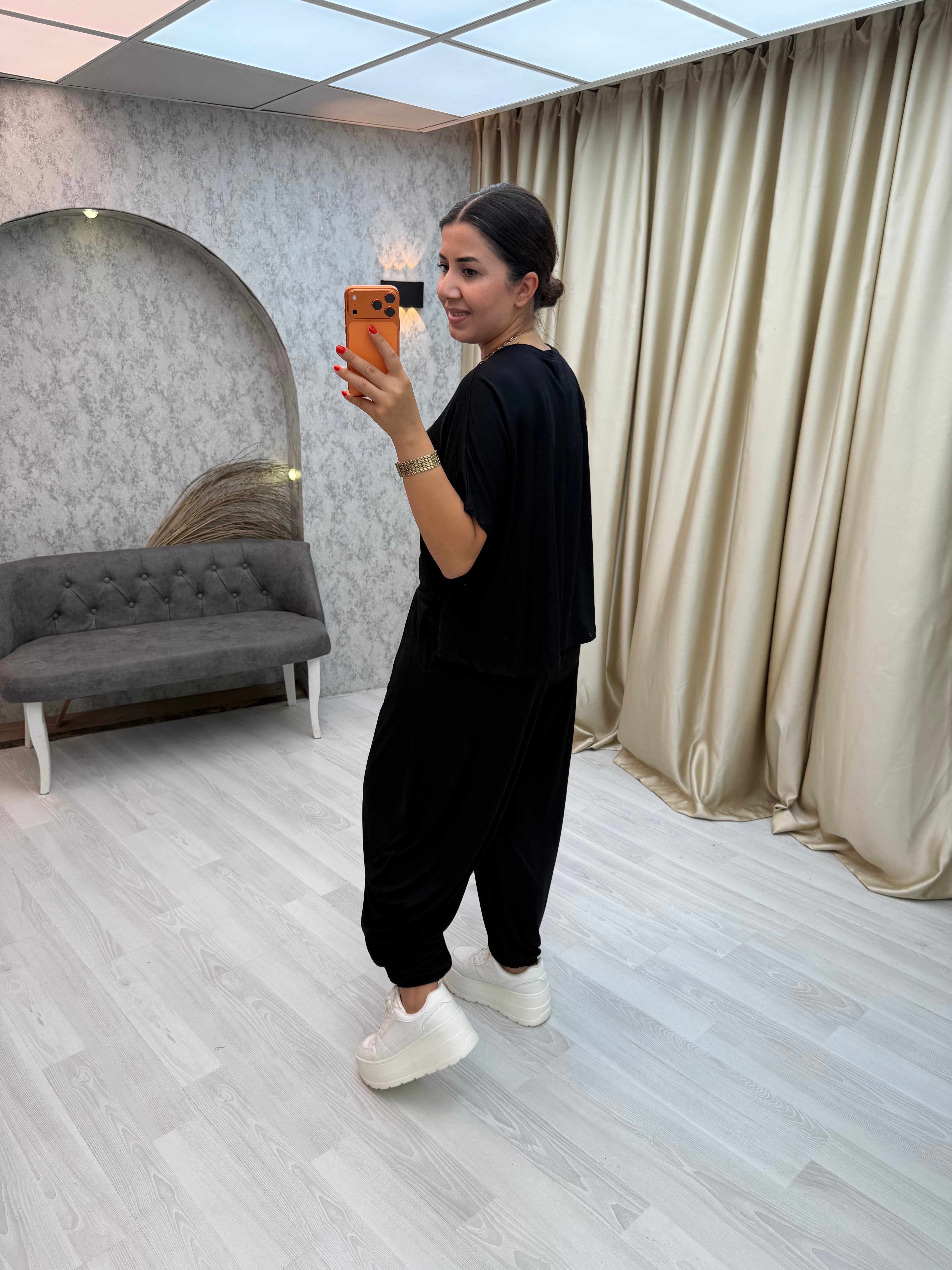 Döküm Şalvar Pantolon Takım Siyah