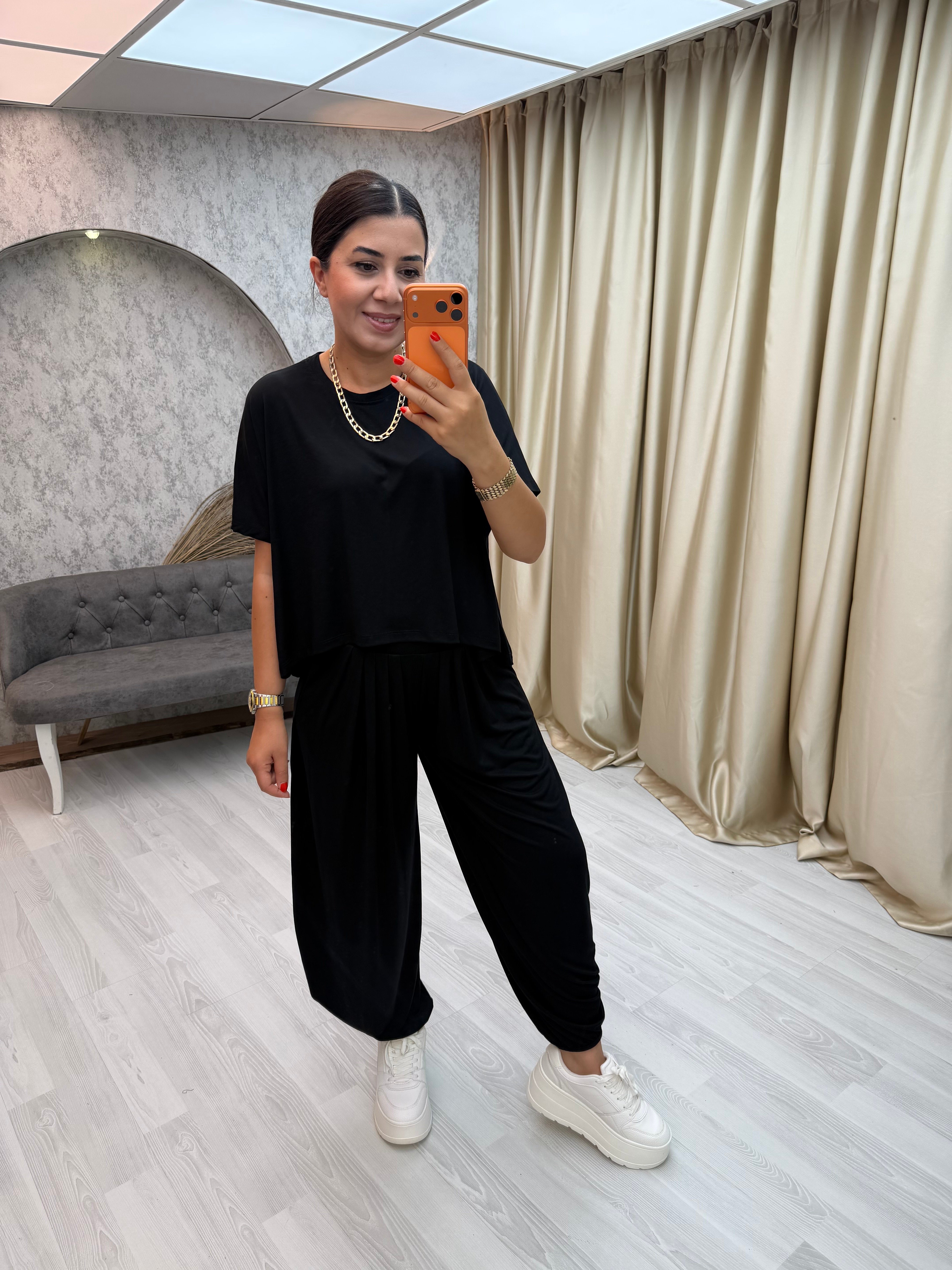 Döküm Şalvar Pantolon Takım Siyah