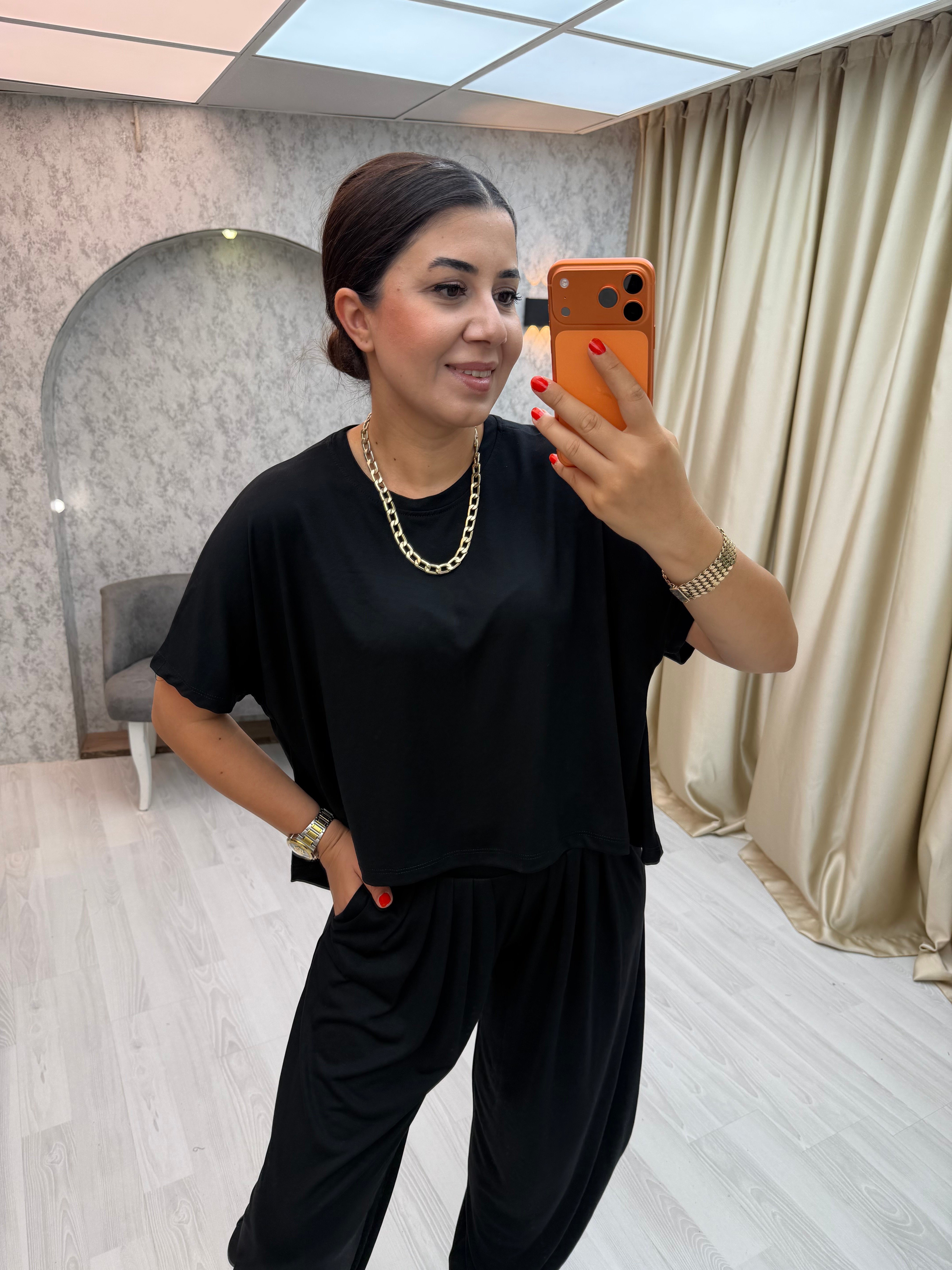 Döküm Şalvar Pantolon Takım Siyah