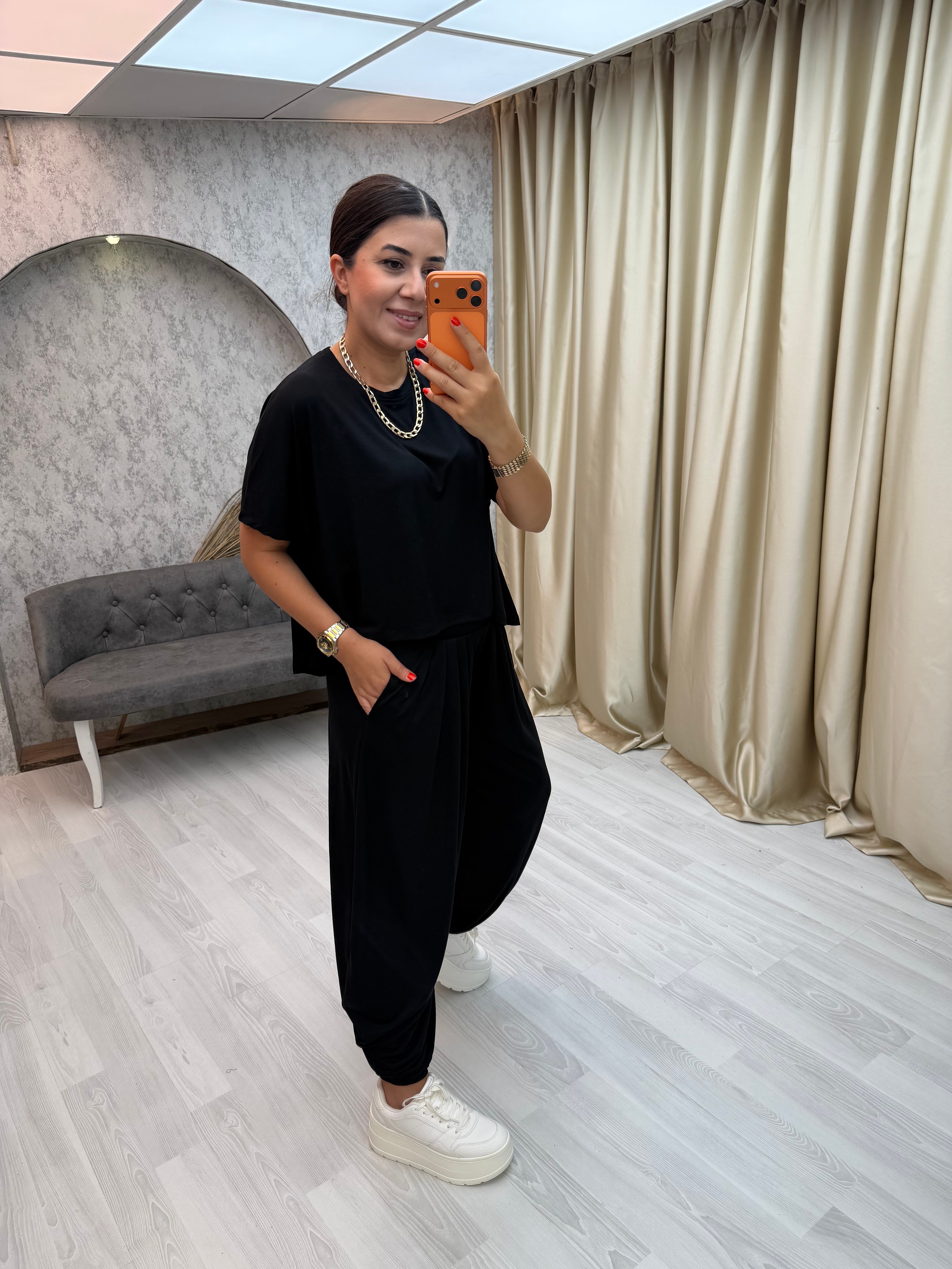 Döküm Şalvar Pantolon Takım Siyah