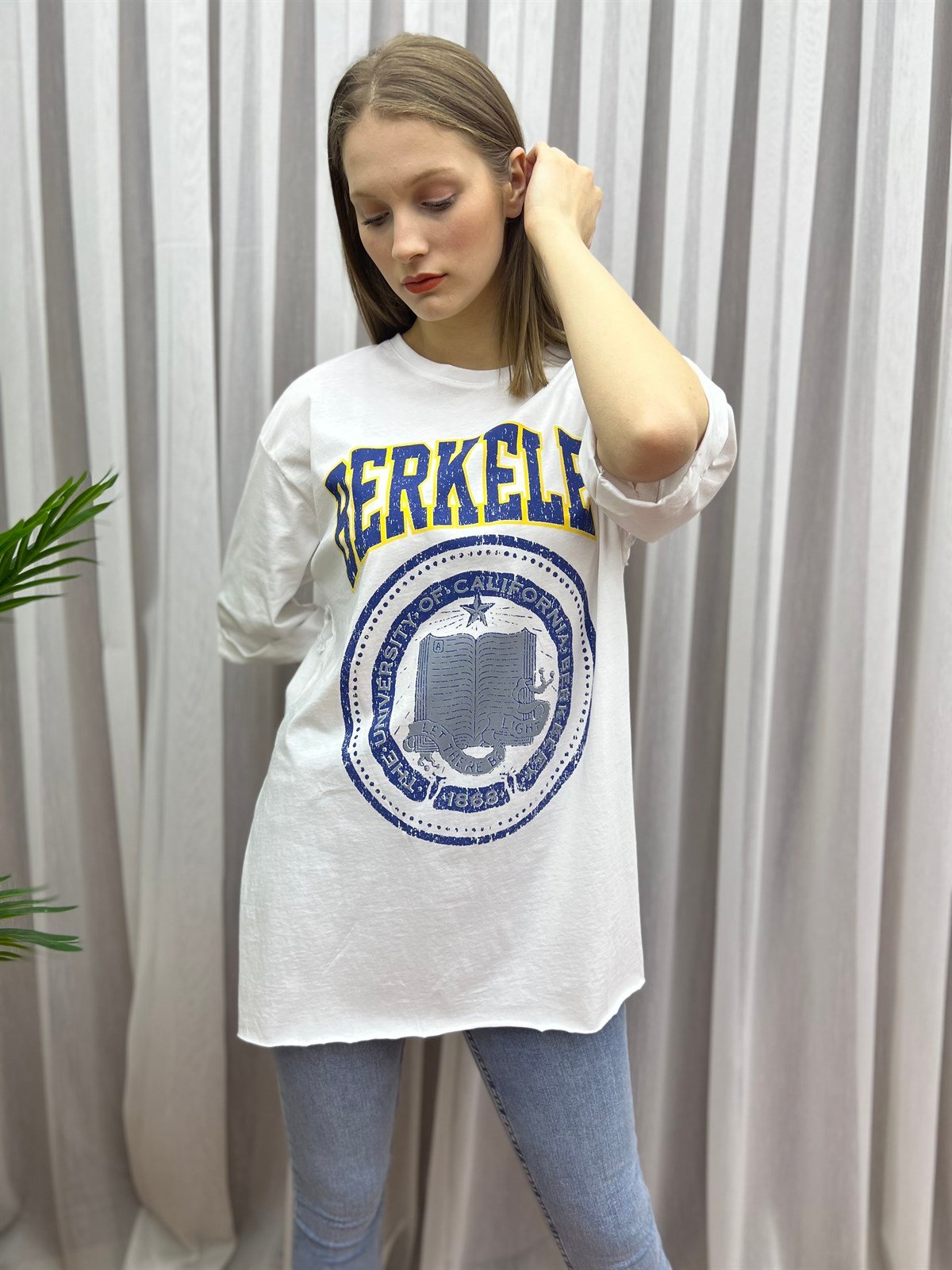 Duble Kol Berkeley Tişört Beyaz