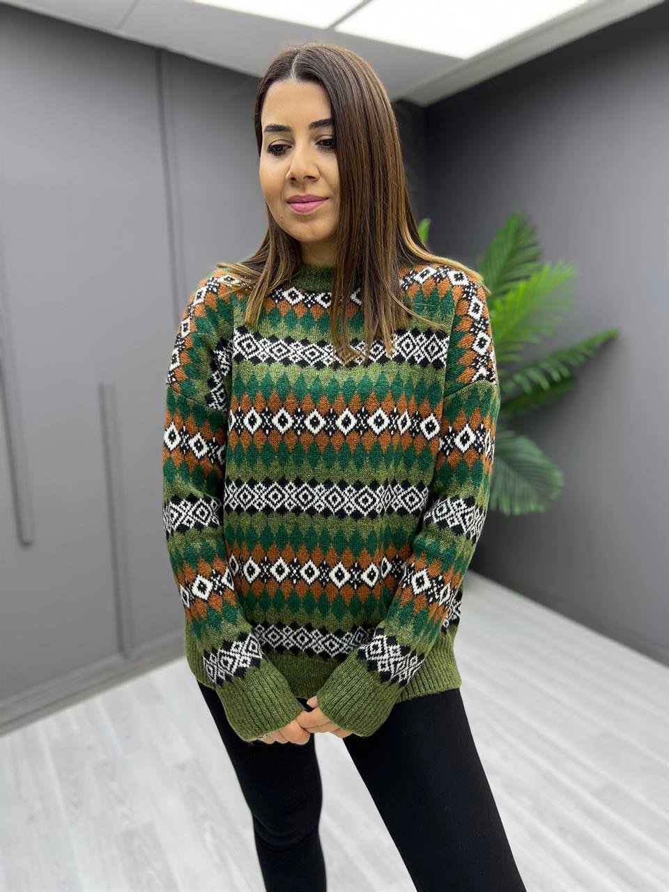 Etnik Desen Kazak Yeşil