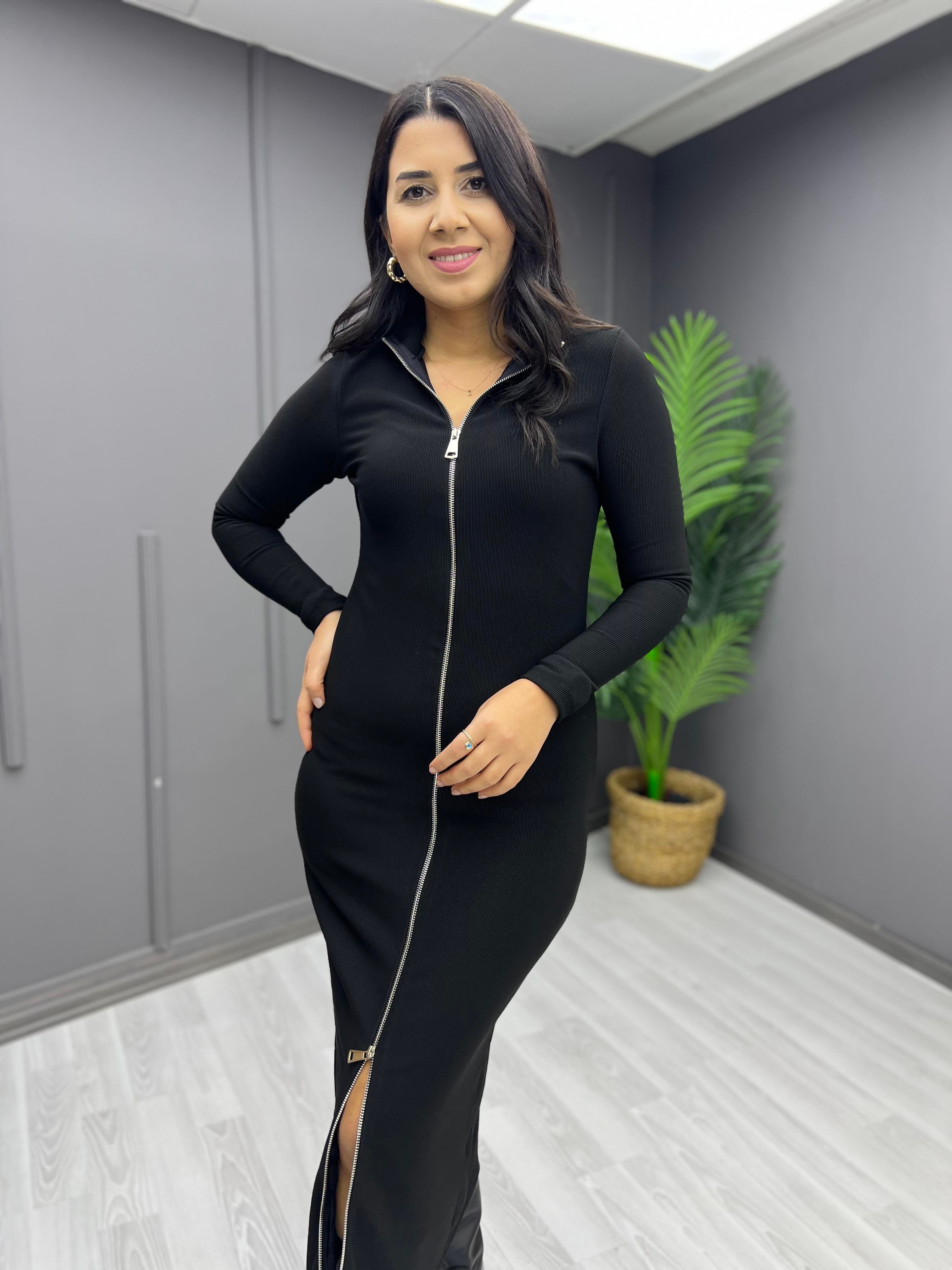 Fermuarlı Elbise Siyah