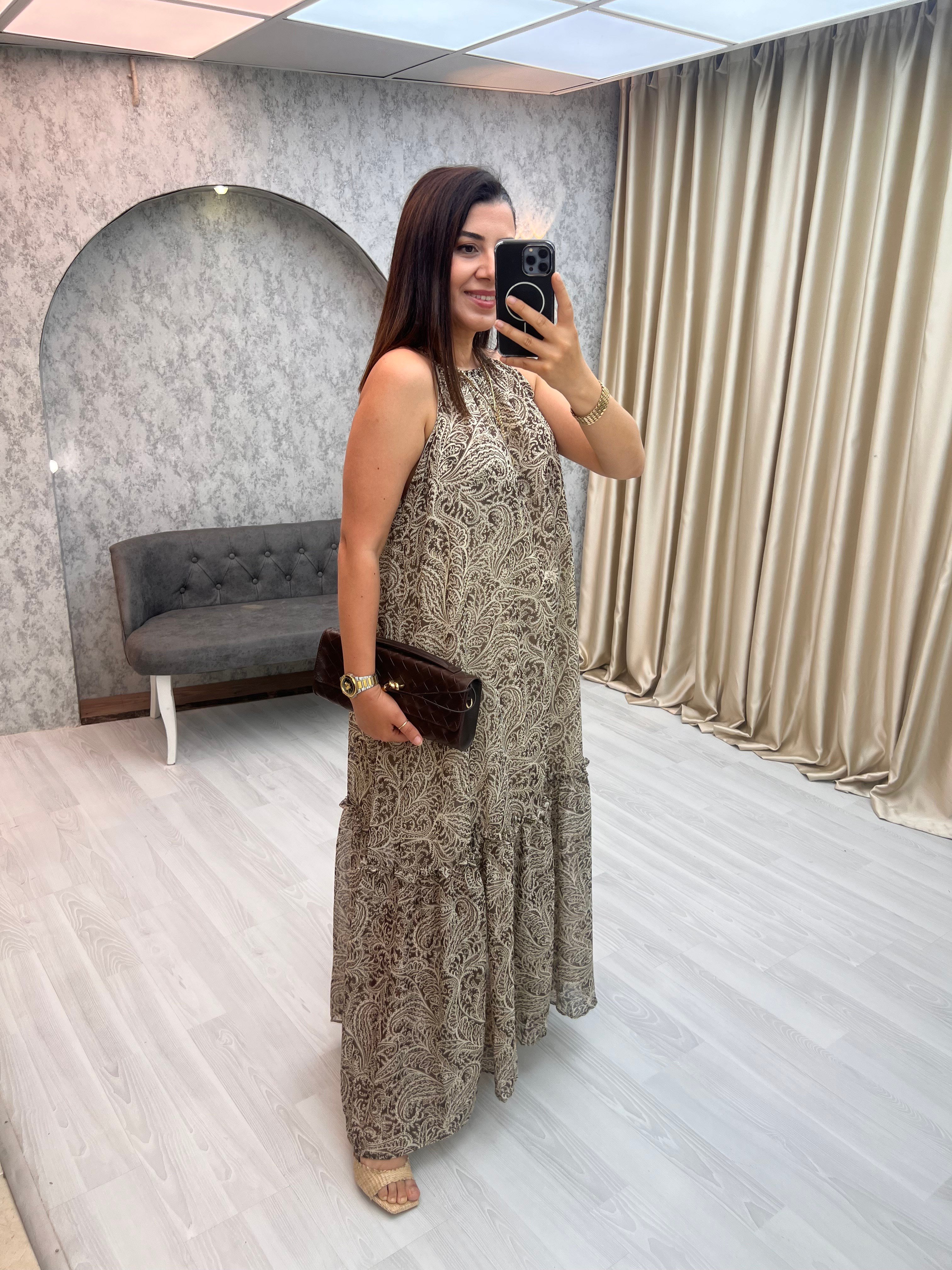Halter Yaka Şifon Elbise