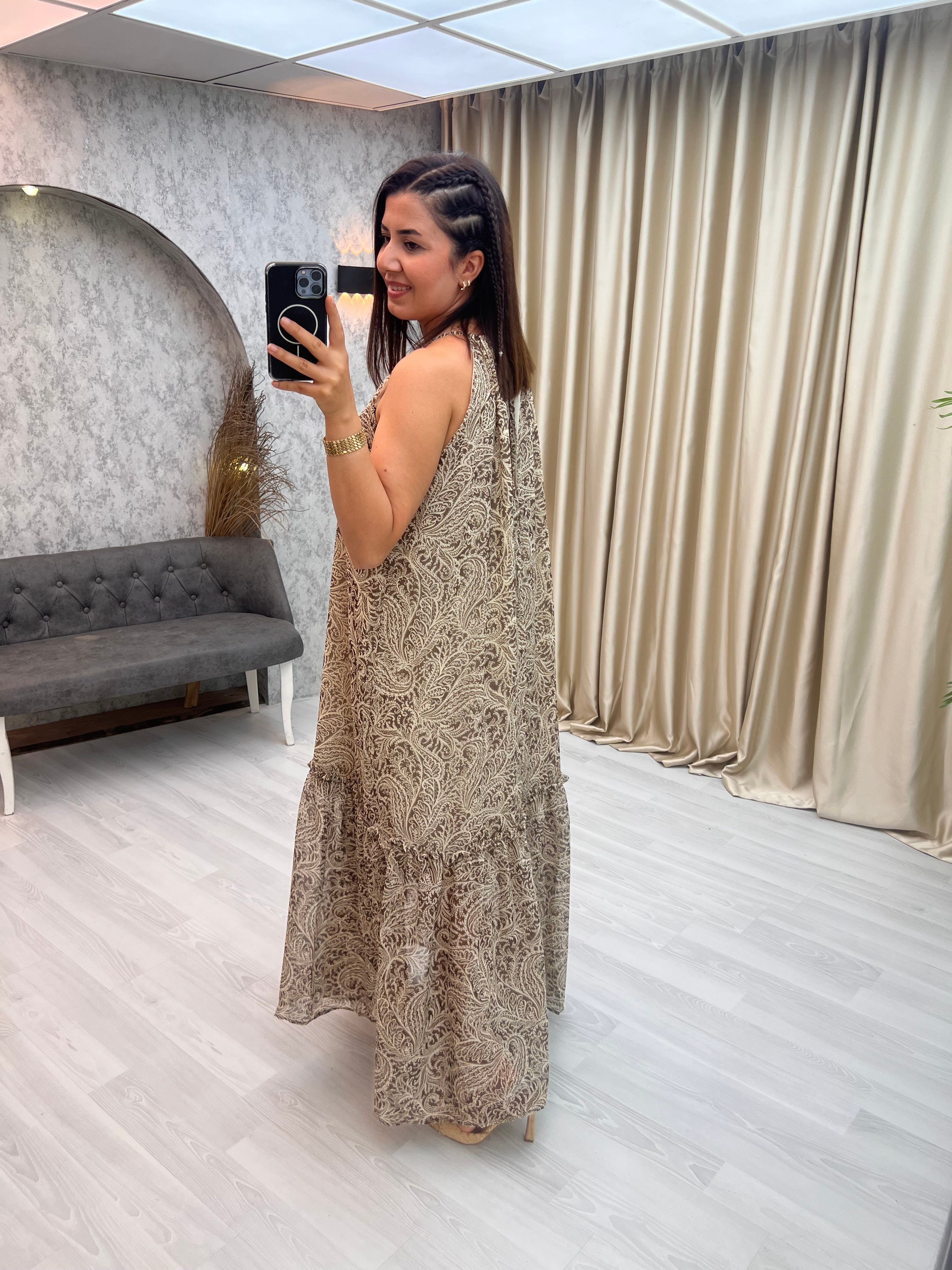 Halter Yaka Şifon Elbise