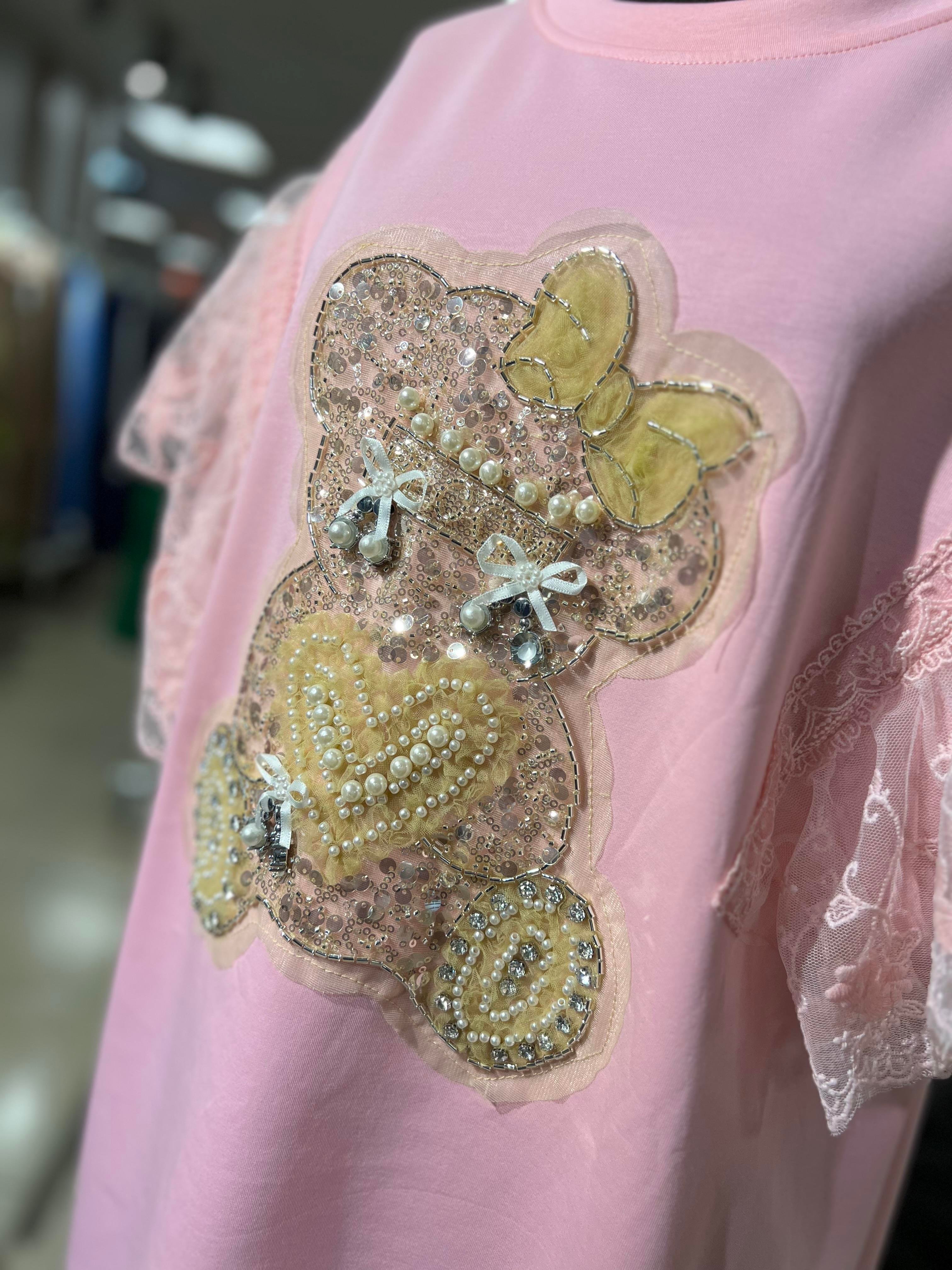 İthal Ayıcıklı Bluz Pembe