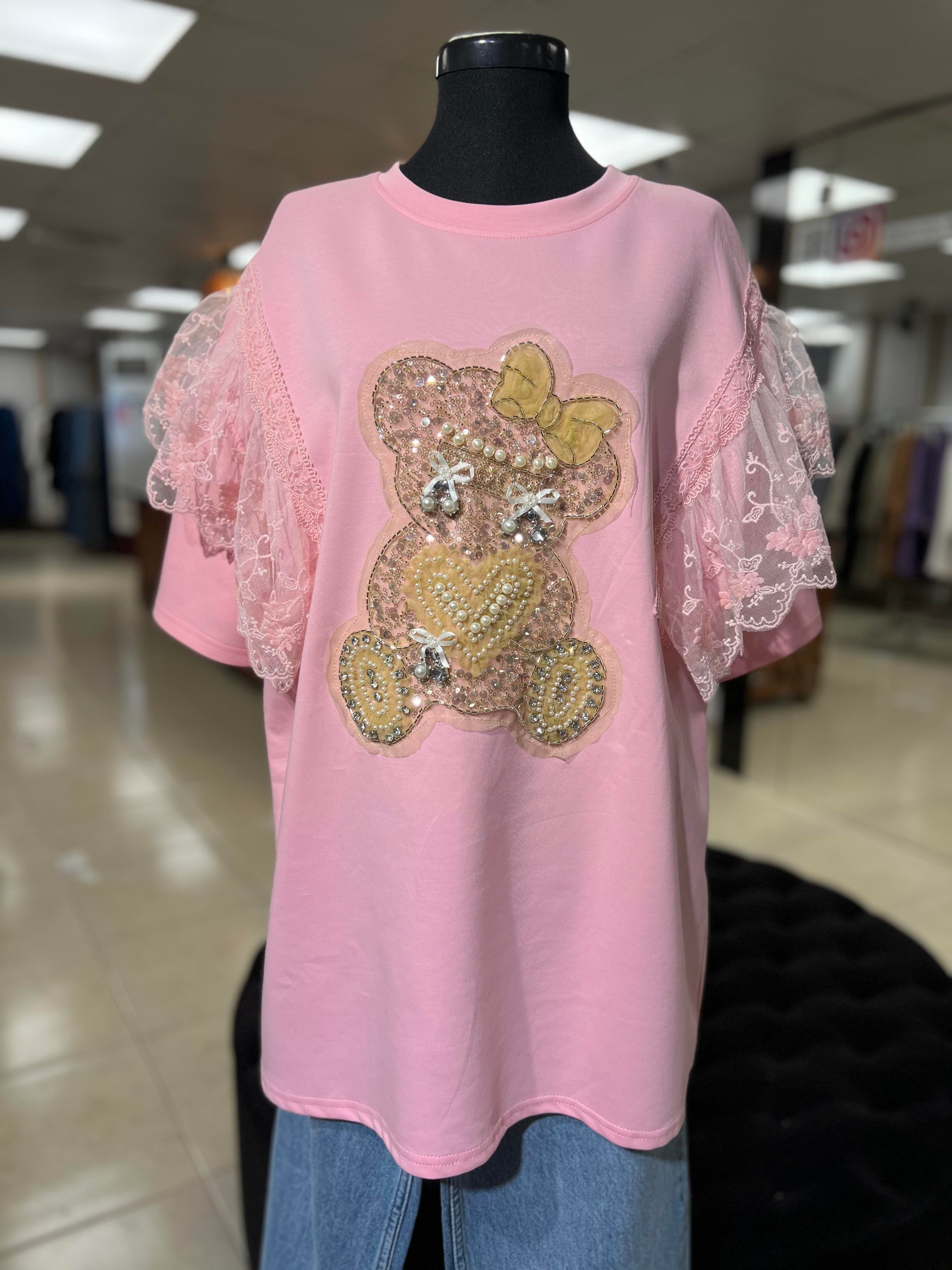 İthal Ayıcıklı Bluz Pembe