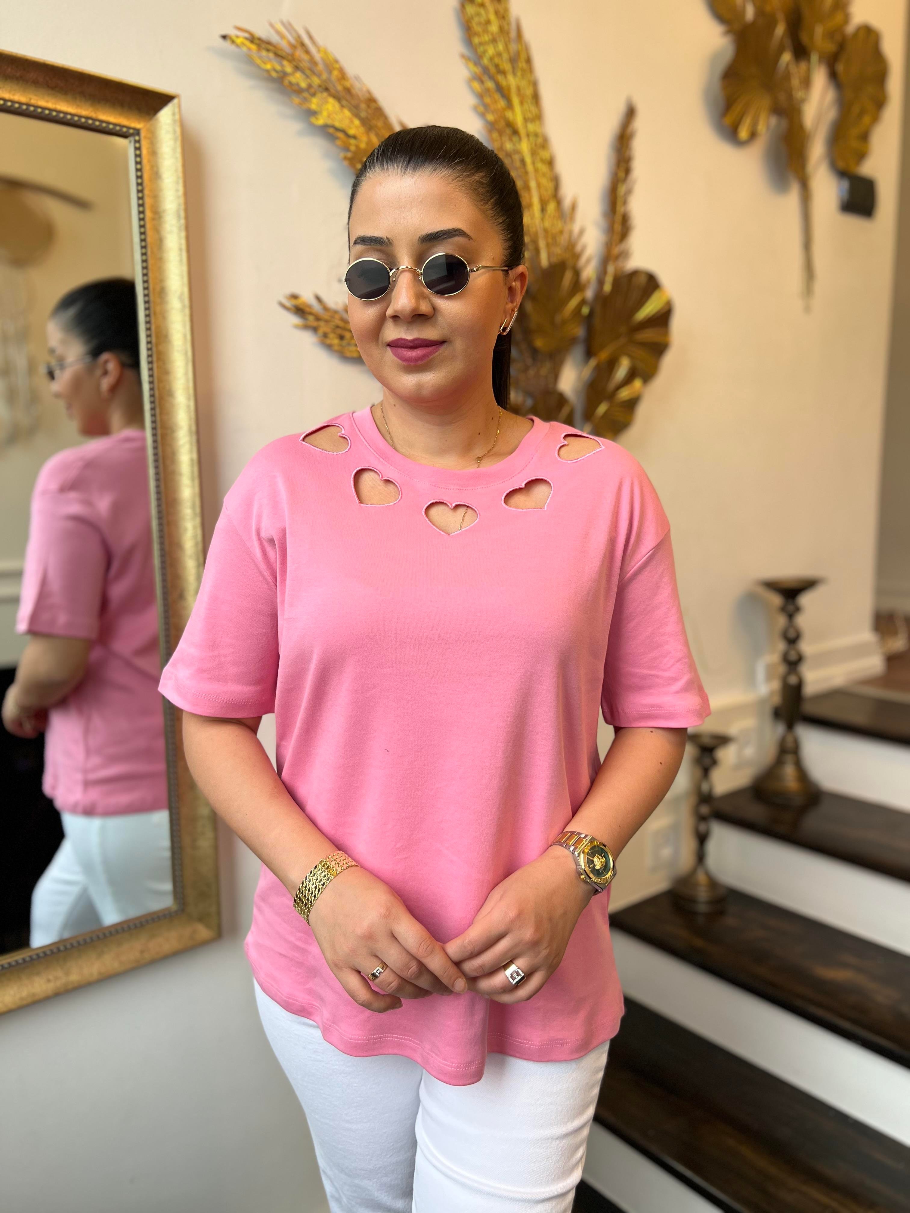 Kalpli Tişört Pembe