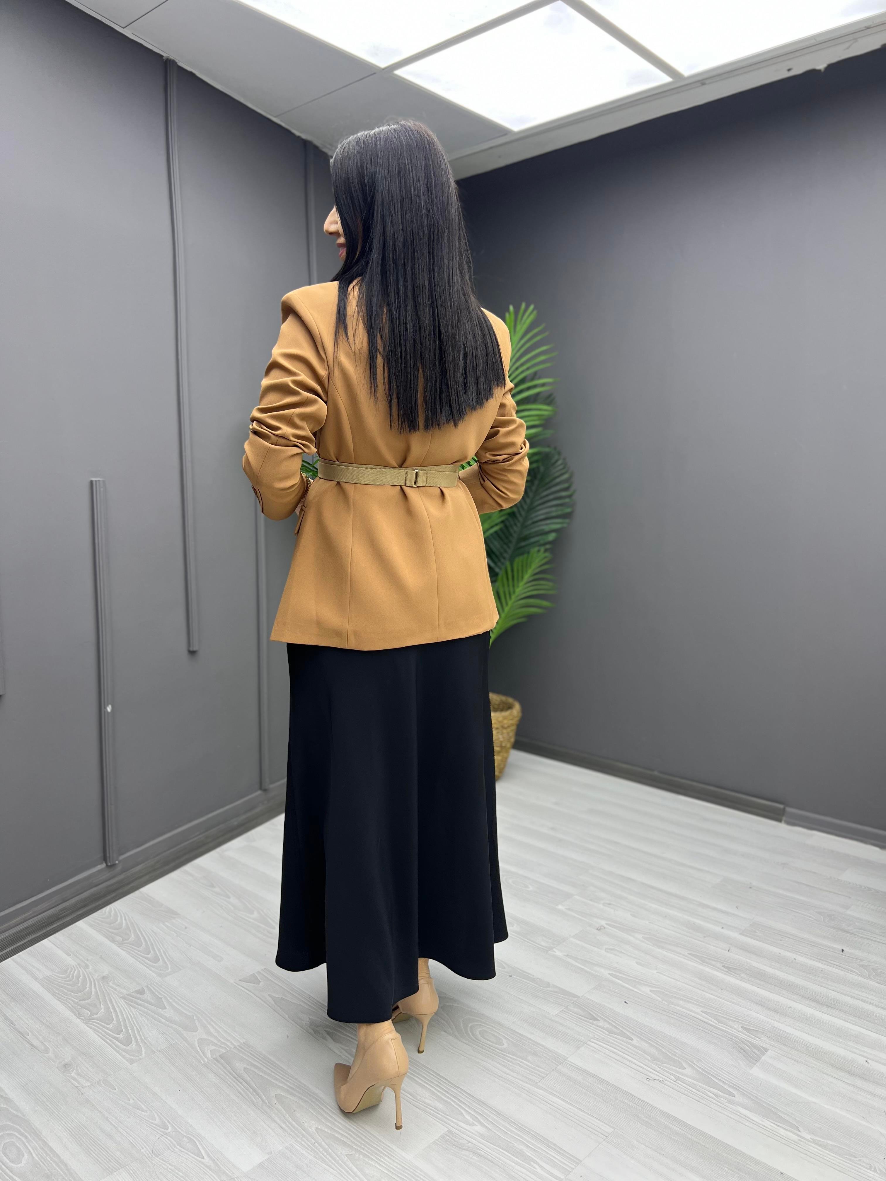 Kemerli Blazer Ceket Bej