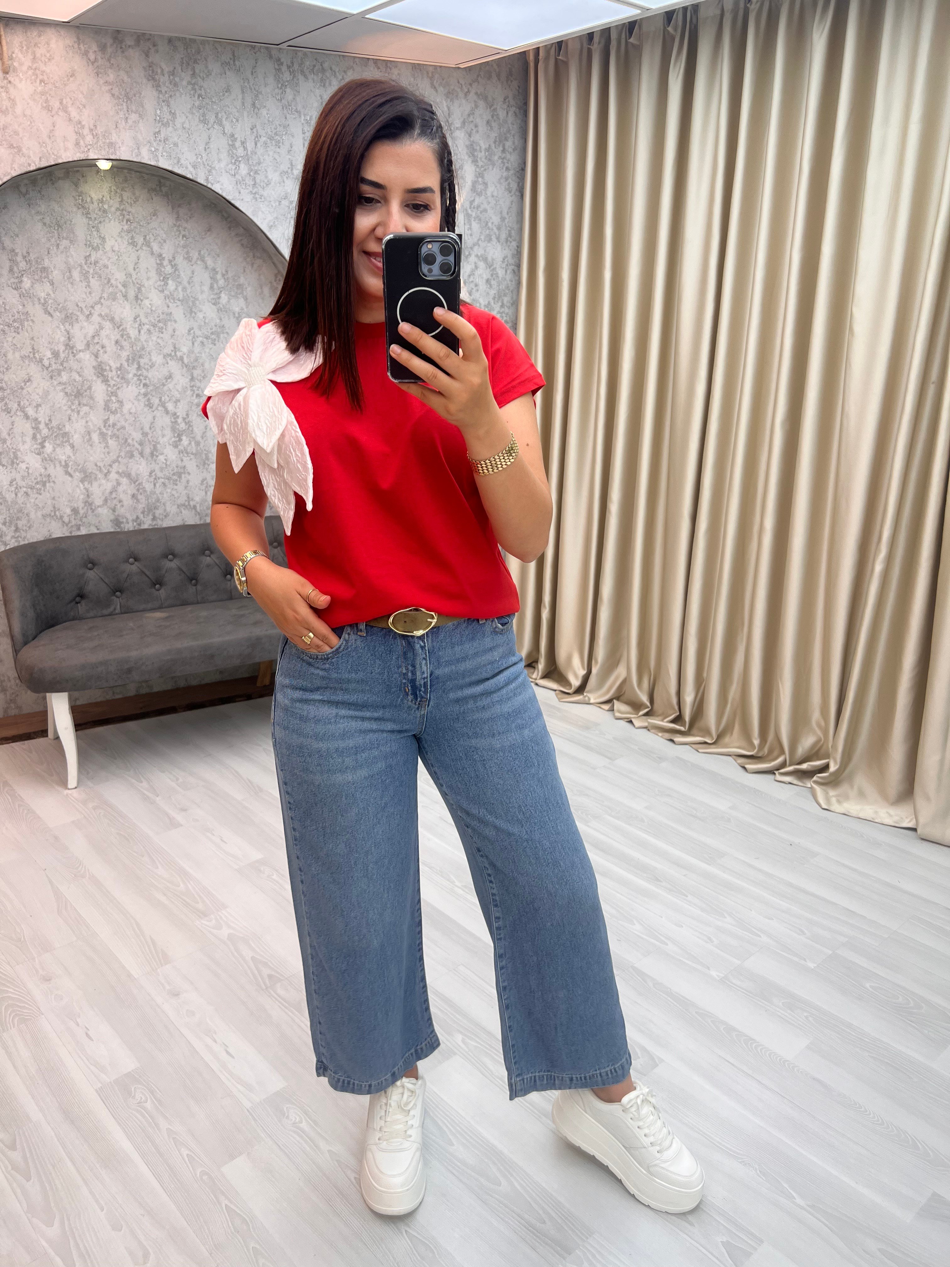 Kemerli Kot Pantolon Mavi