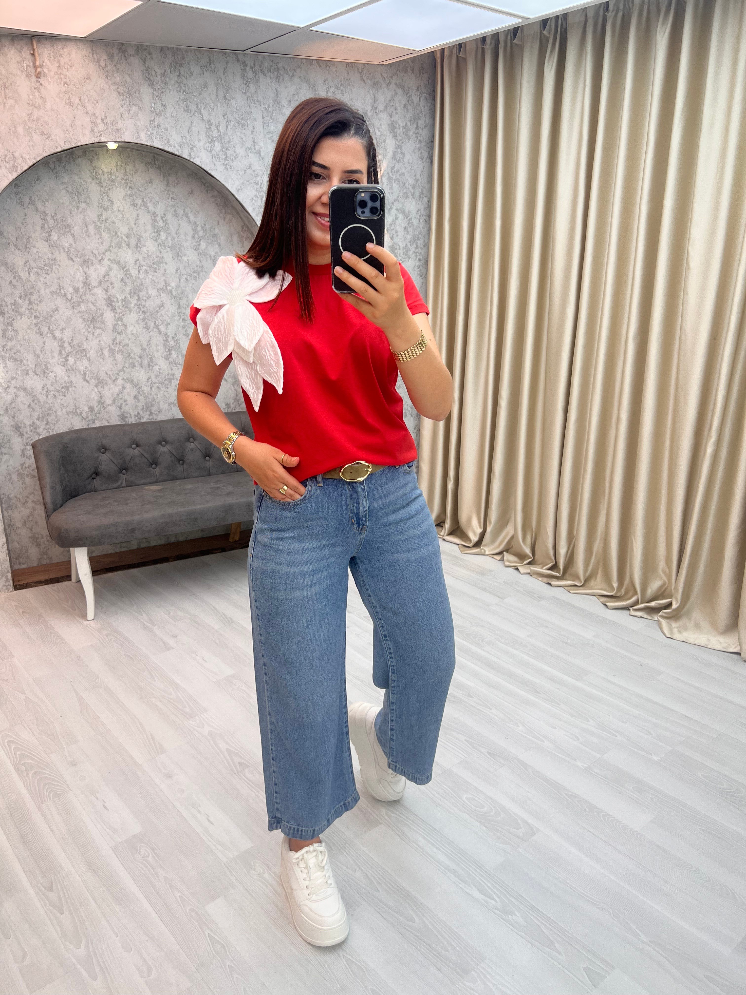 Kemerli Kot Pantolon Mavi