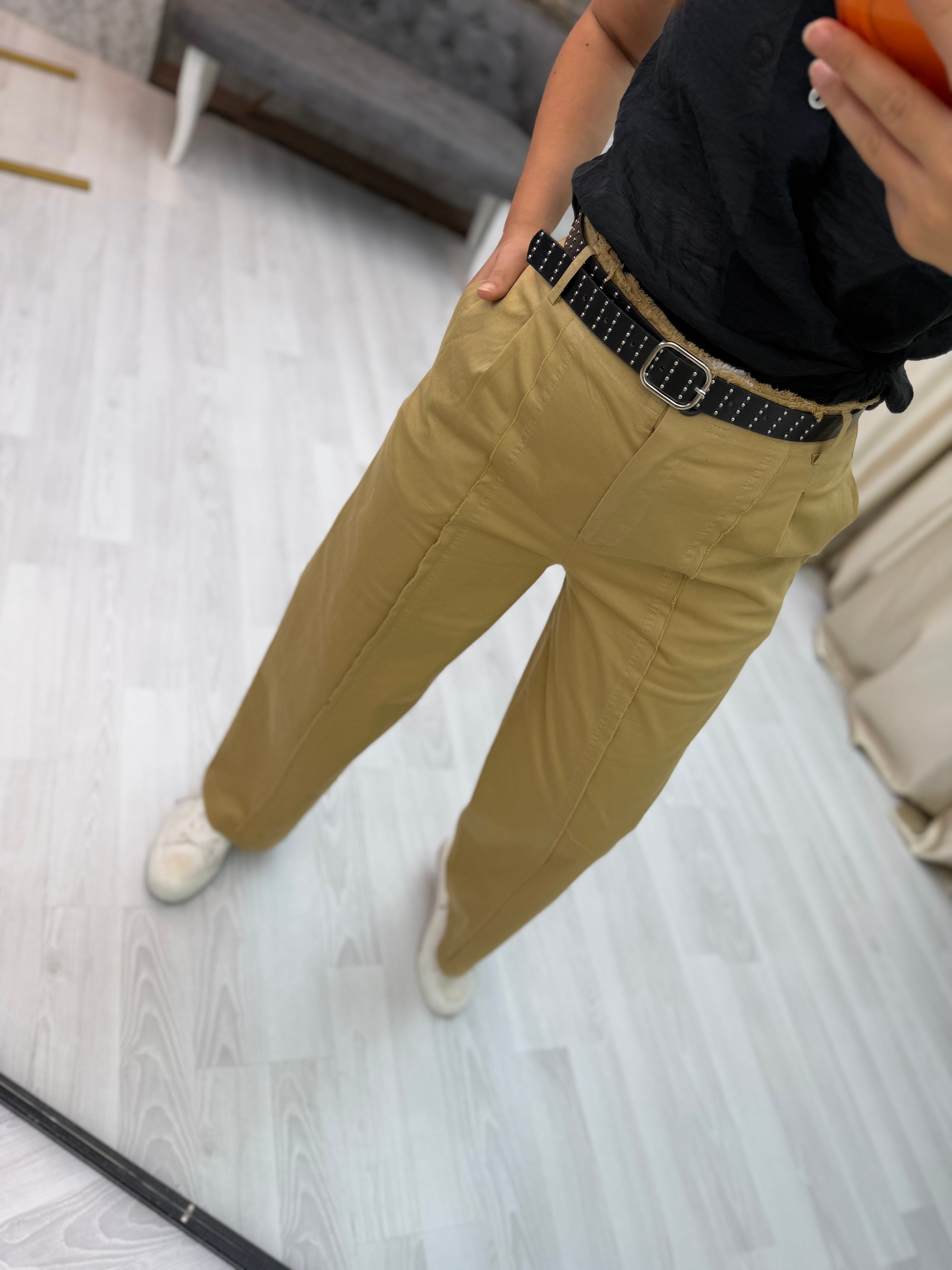 Kemerli Pantolon Camel