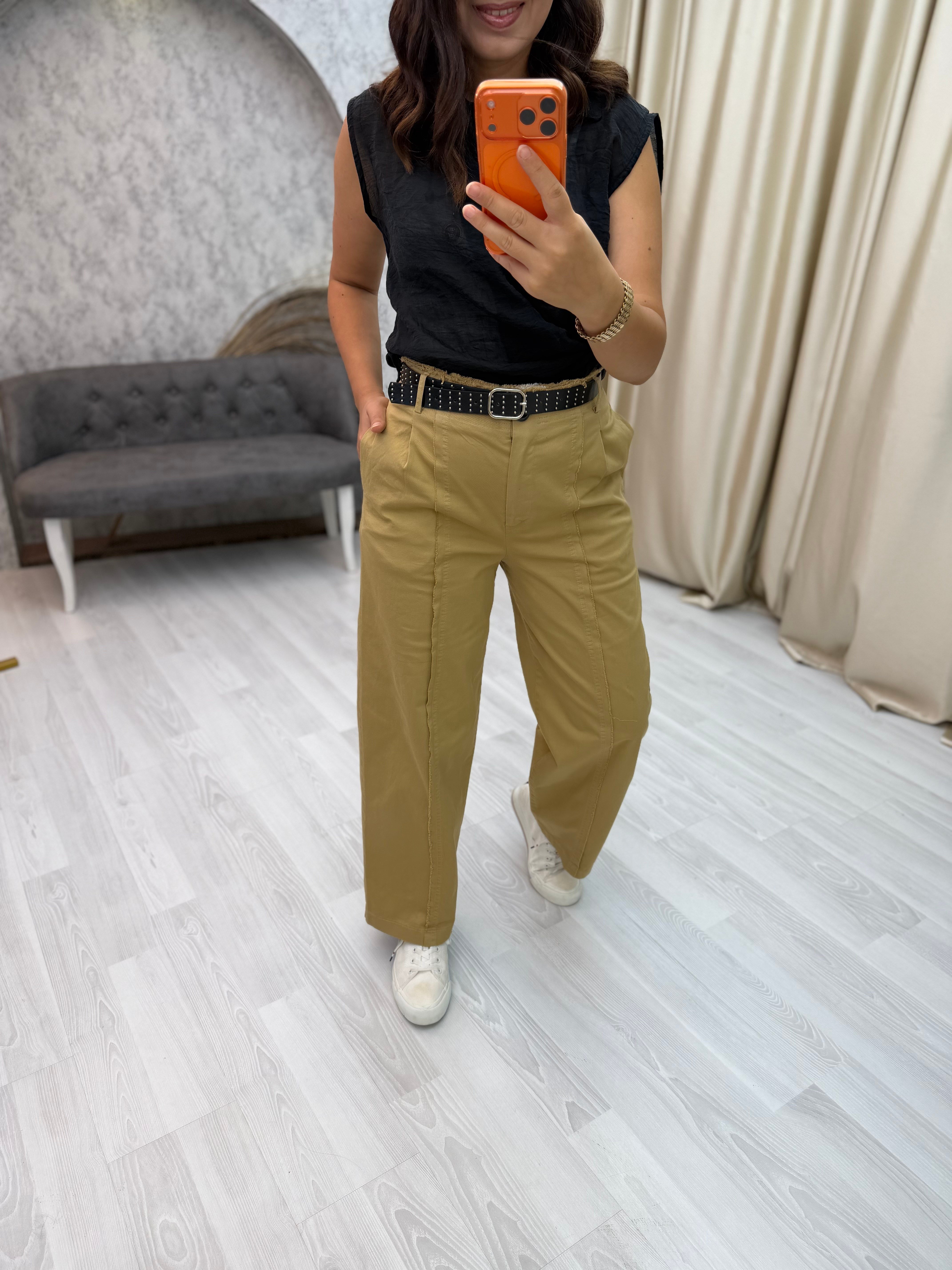Kemerli Pantolon Camel