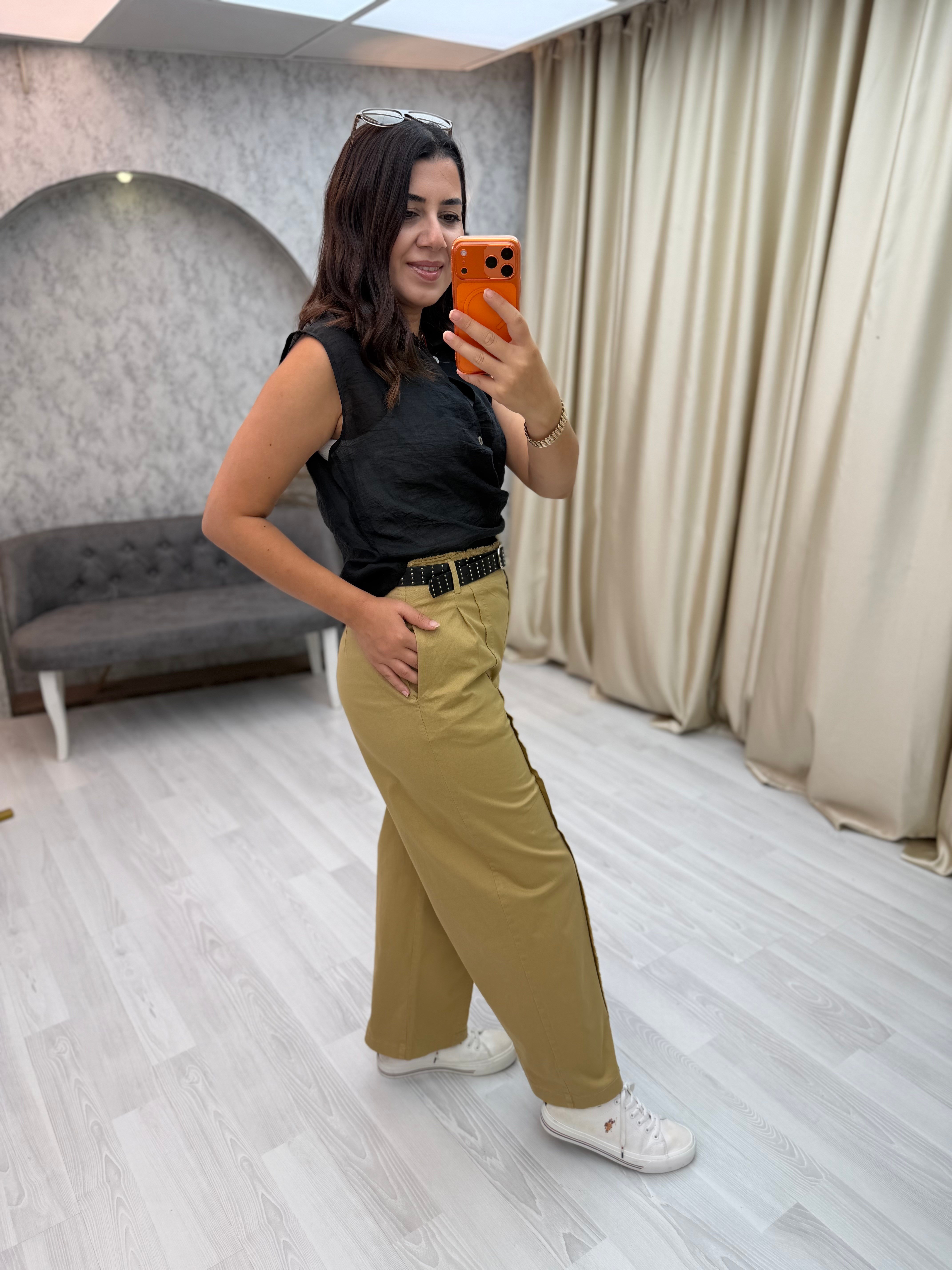 Kemerli Pantolon Camel