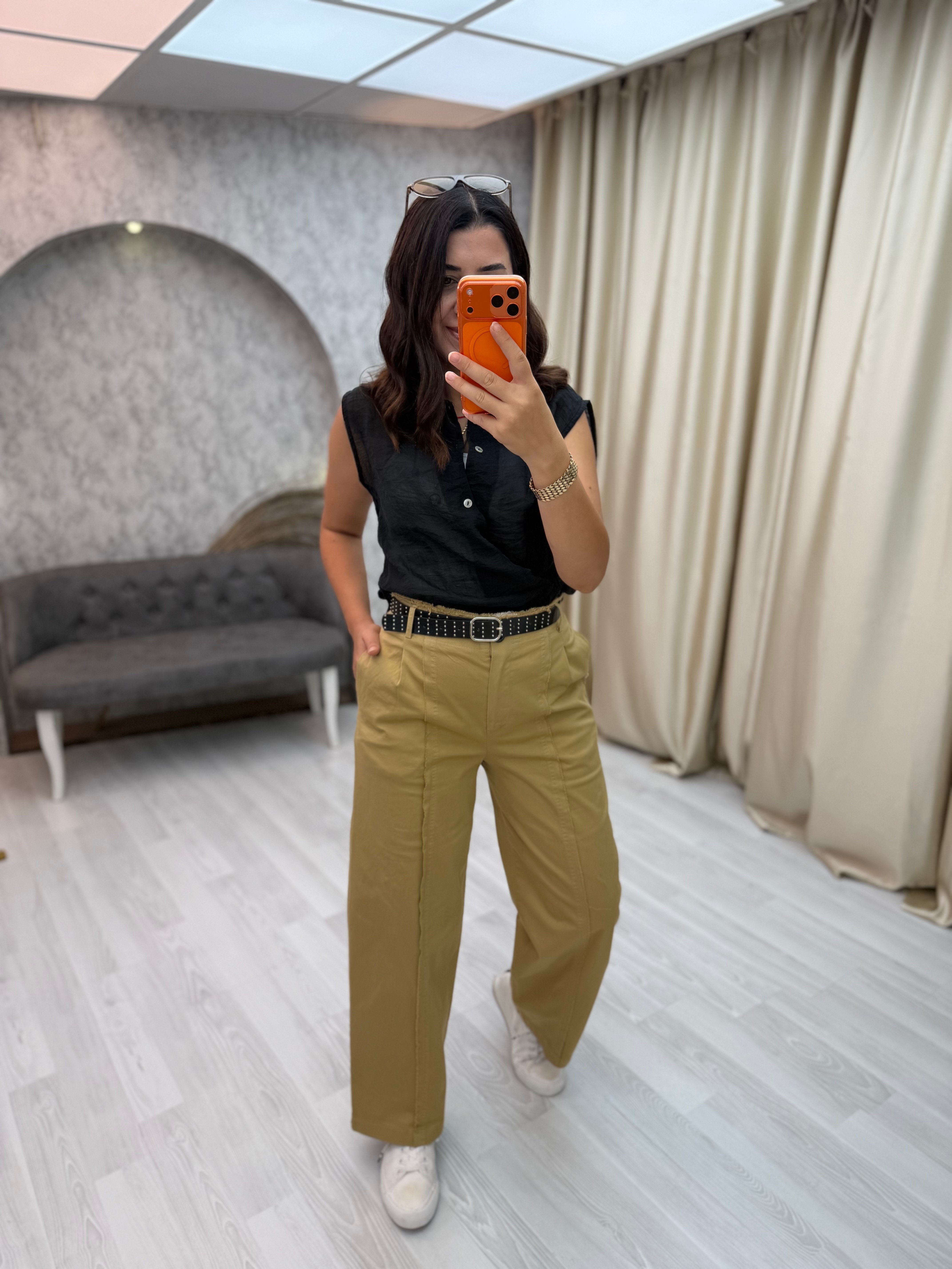 Kemerli Pantolon Camel