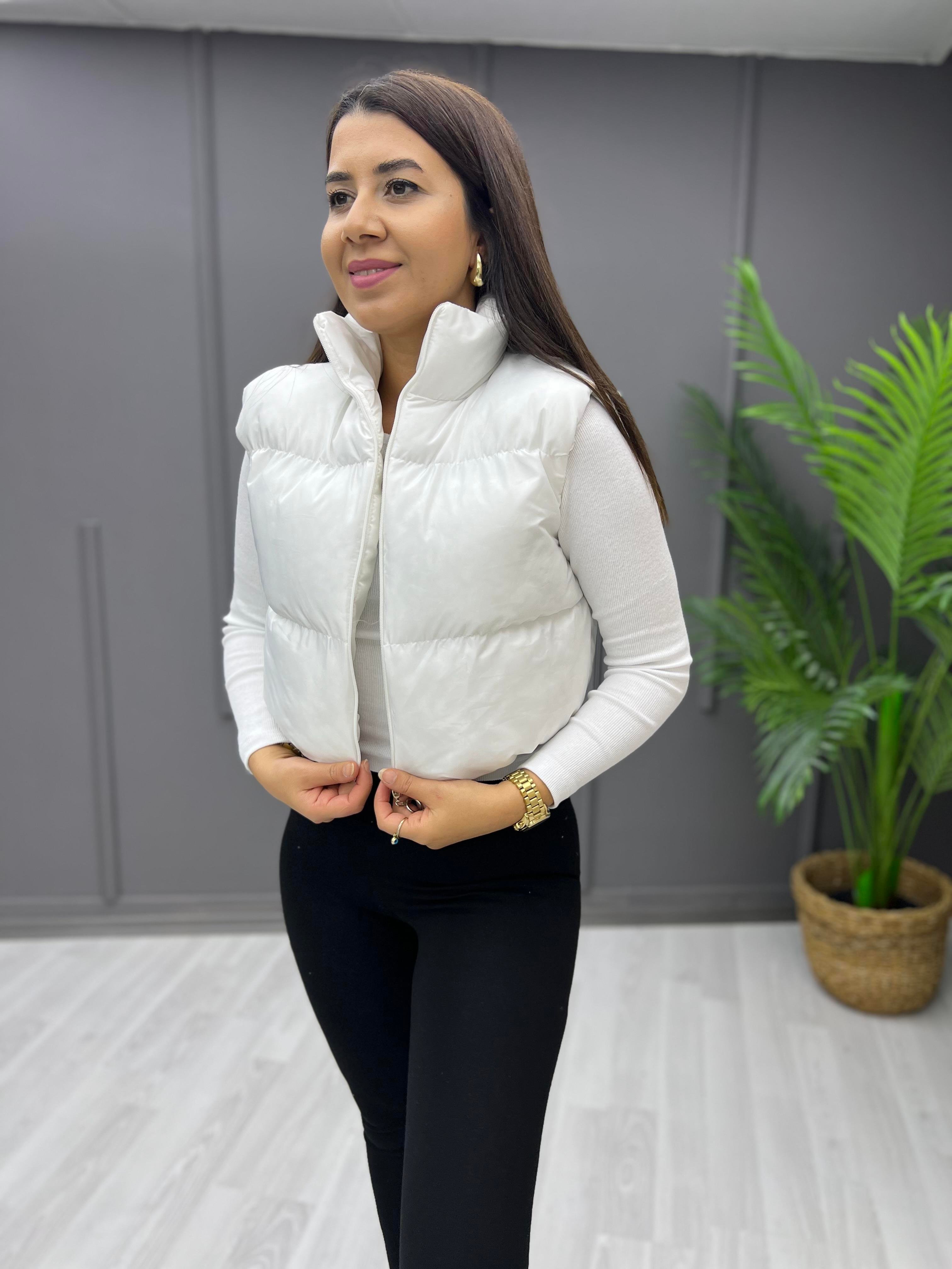 Kısa Şişme Yelek Beyaz