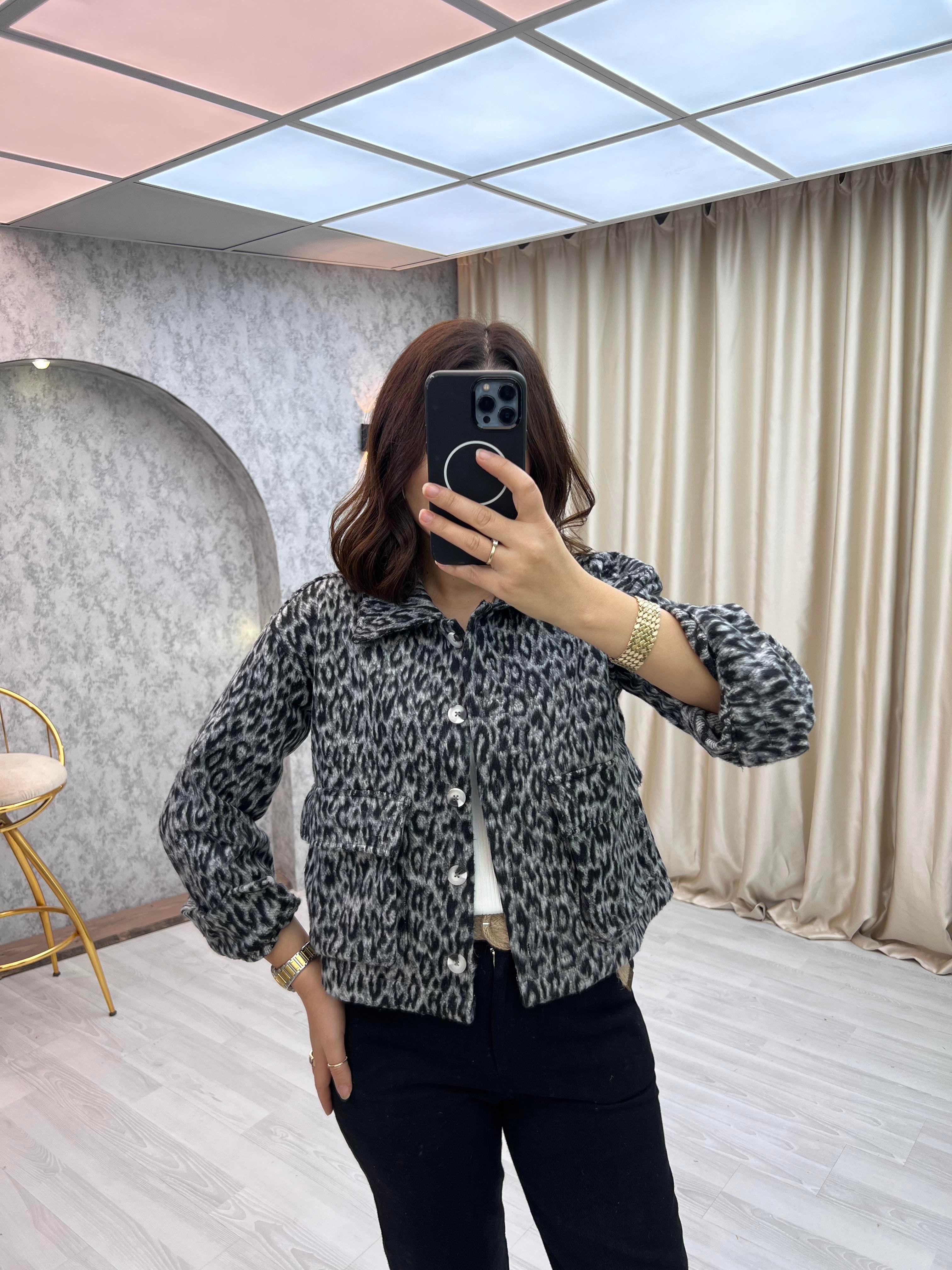Leopar Ceket Siyah