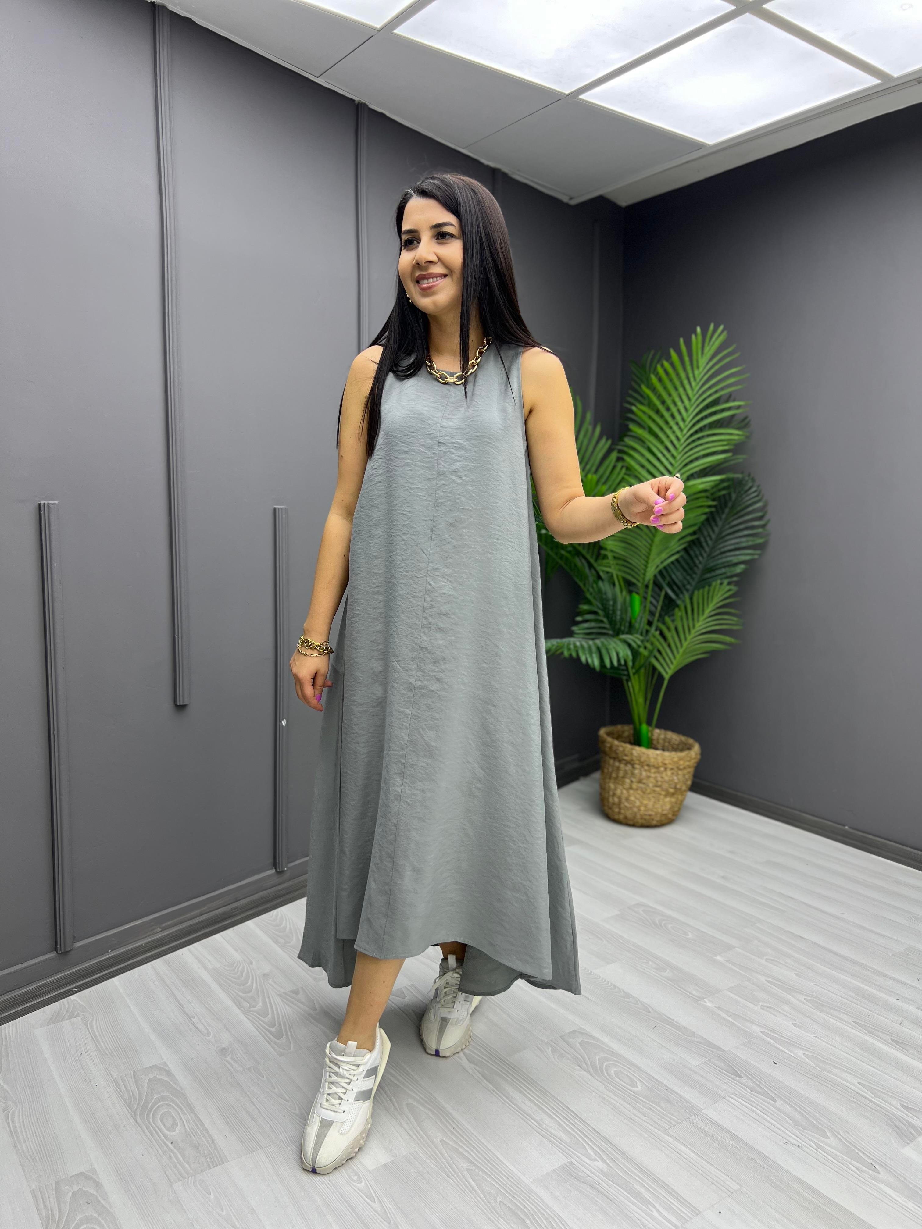 Marka Model Kolsuz Elbise Gri