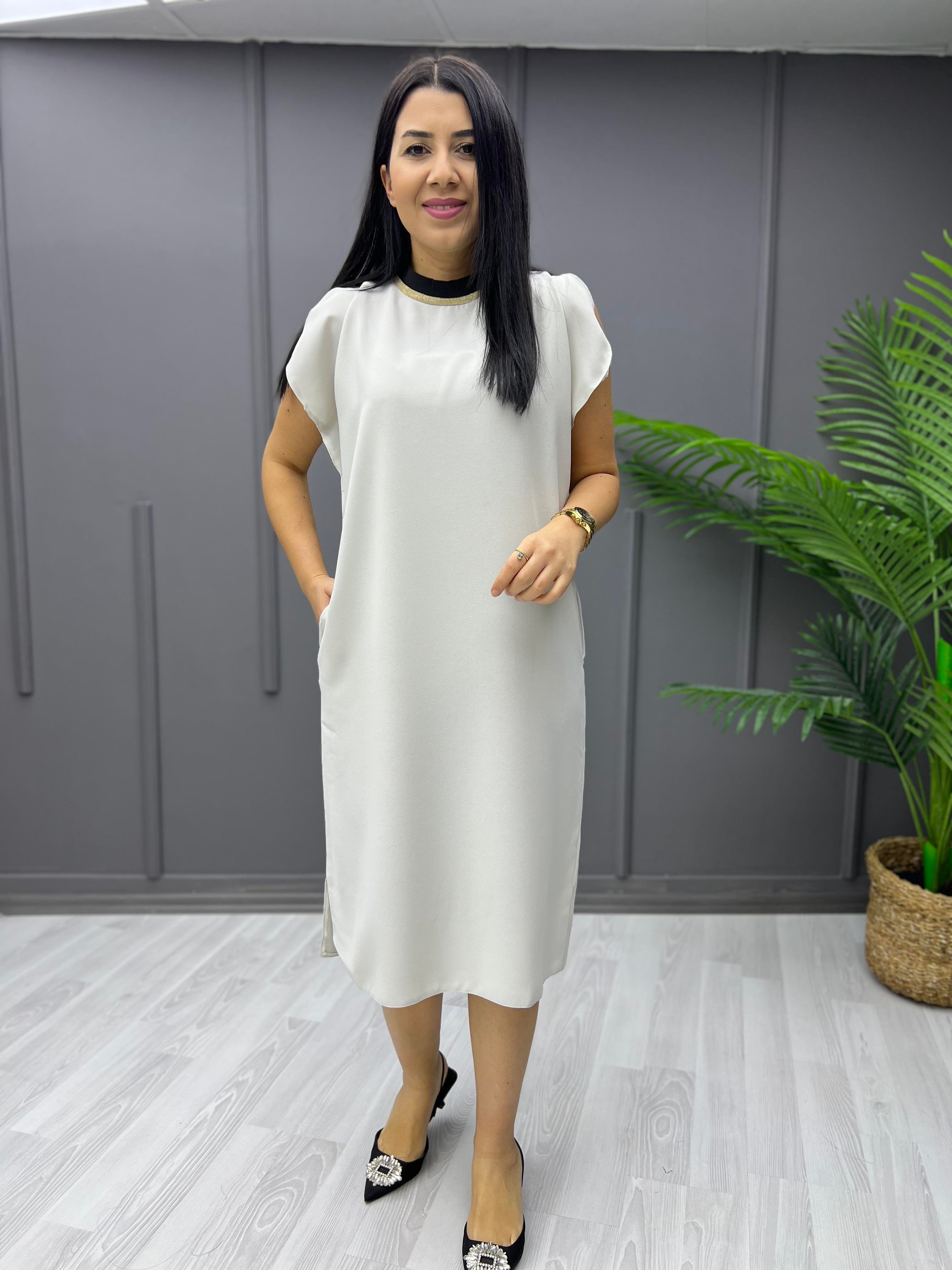 Marka Model Ribanalı Şifon Elbise Taş