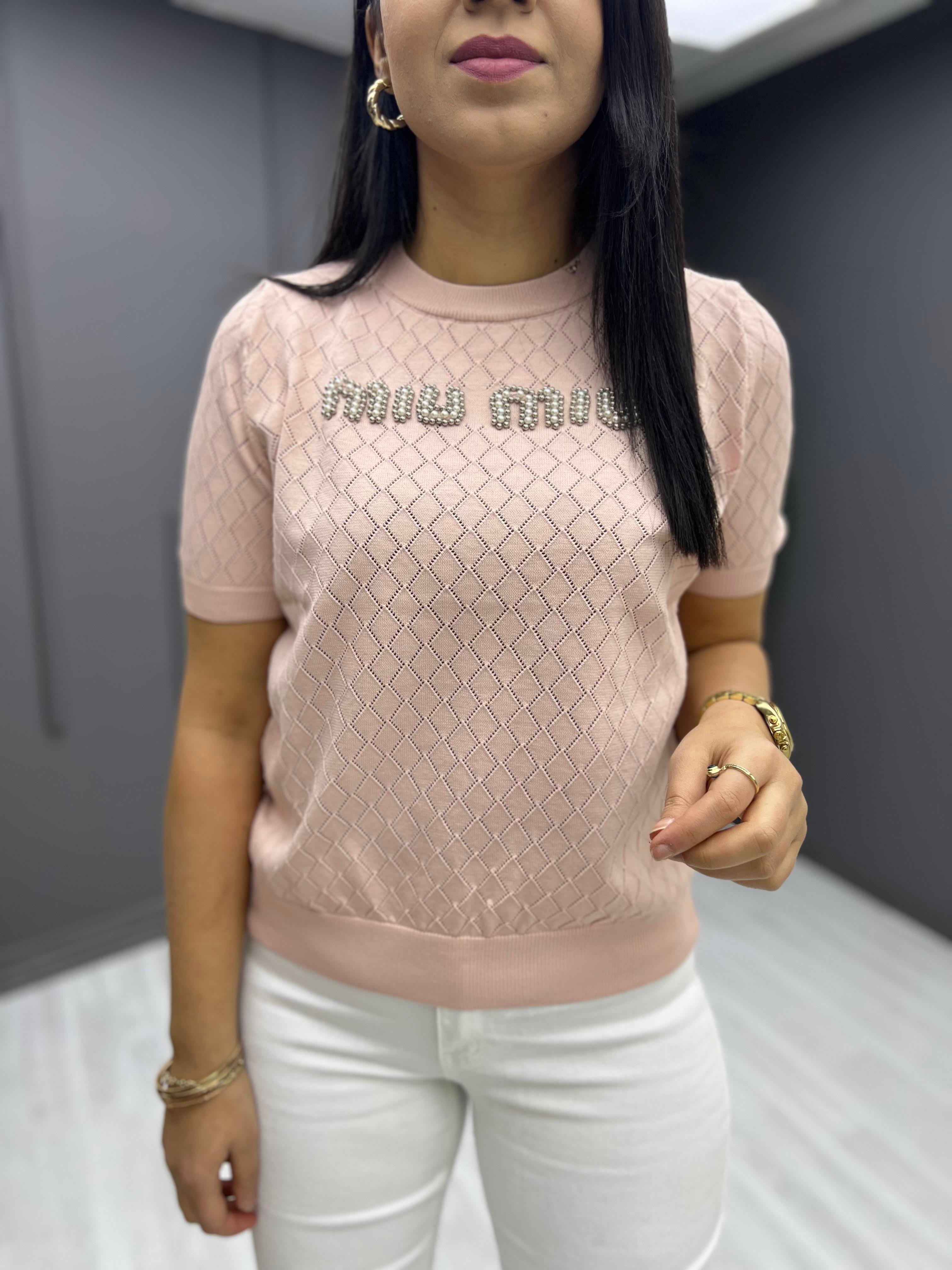Marka Model Taşlı Triko Bluz Pudra
