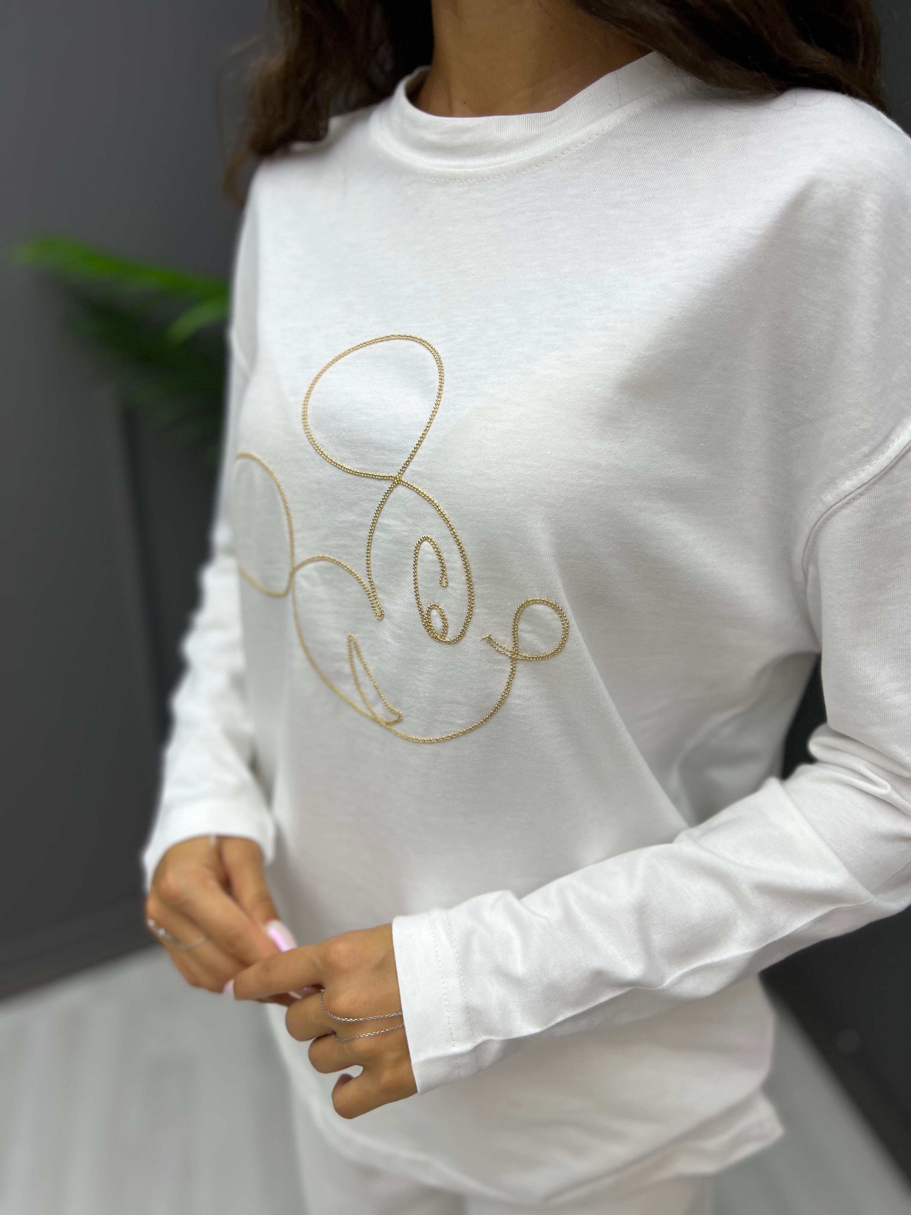 Miki İşleme Sweat Ekru