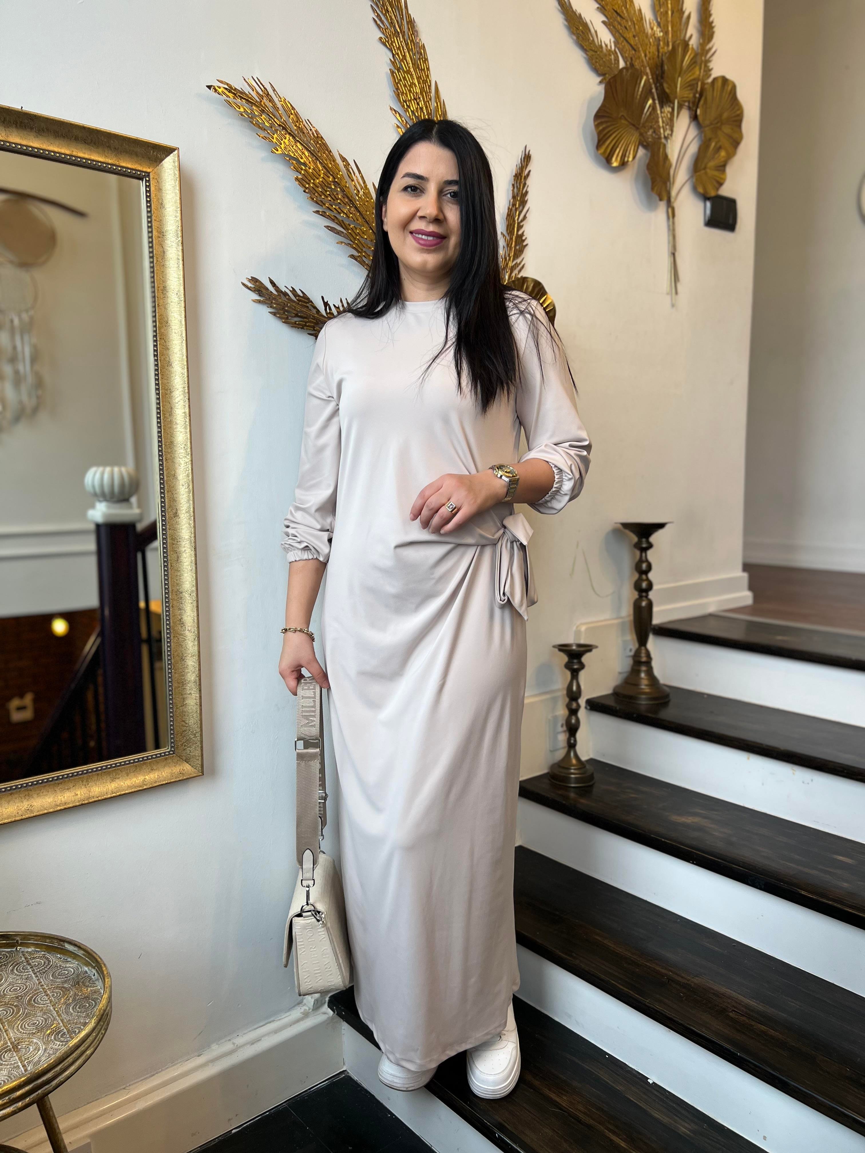 Modal Bağlamalı Elbise Taş